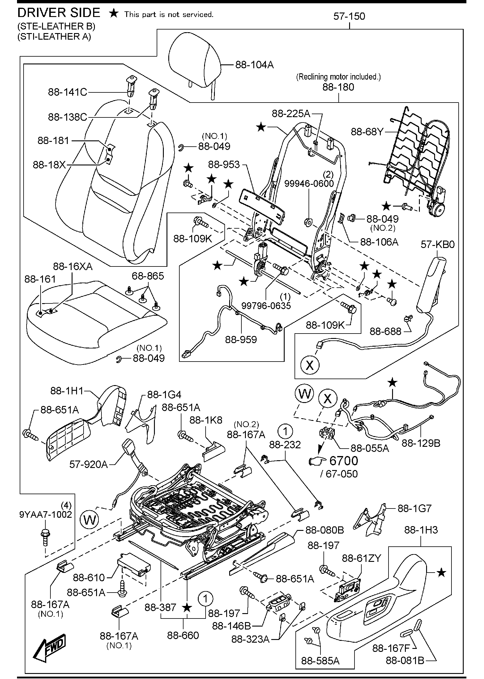 Diagram FRONT SEATS (U.S.A. & CANADA) for your 2009 Mazda MX-5 Miata   