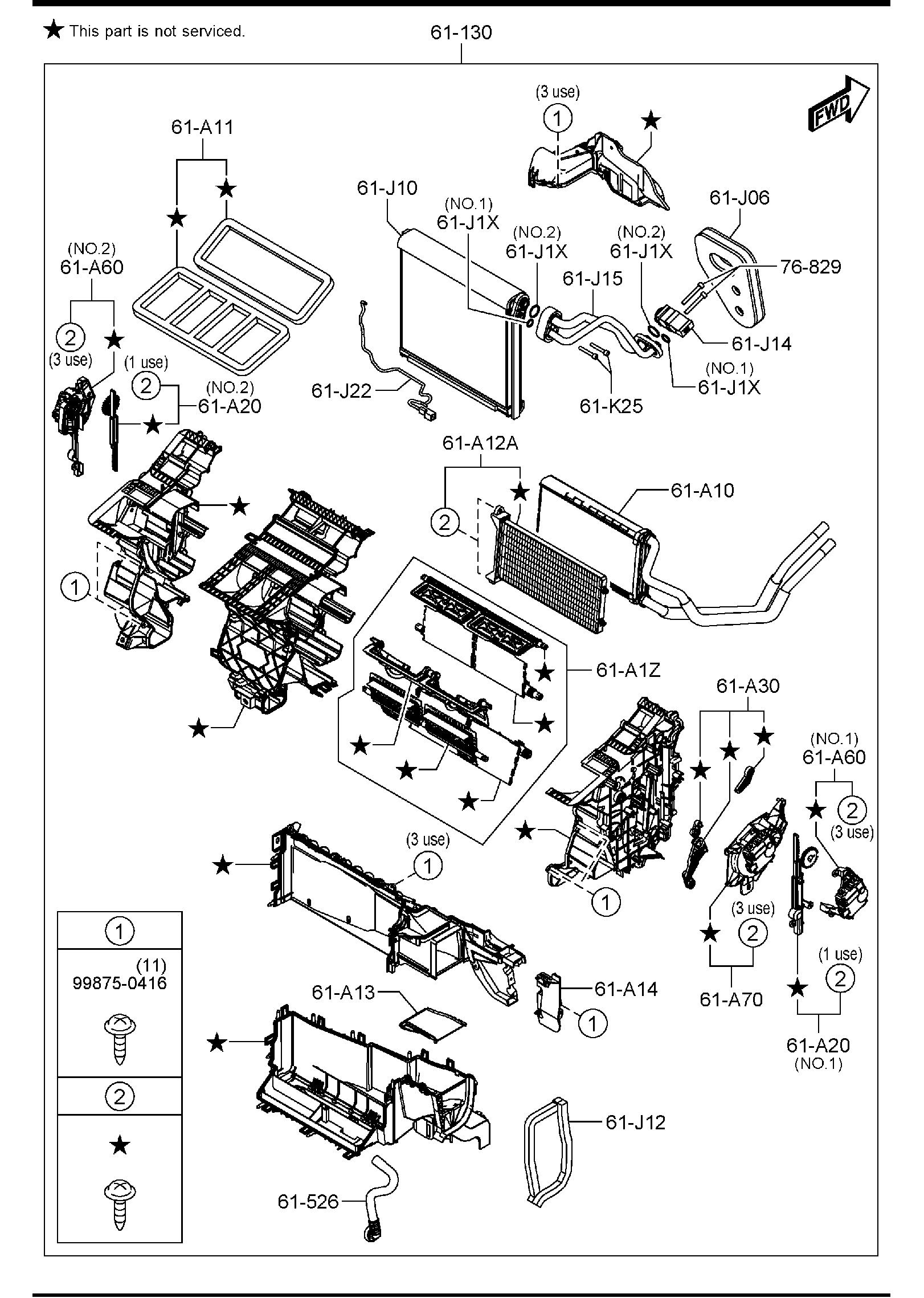 Diagram FRONT HEATER UNIT COMPONENTS for your 2019 Mazda MX-5 Miata   