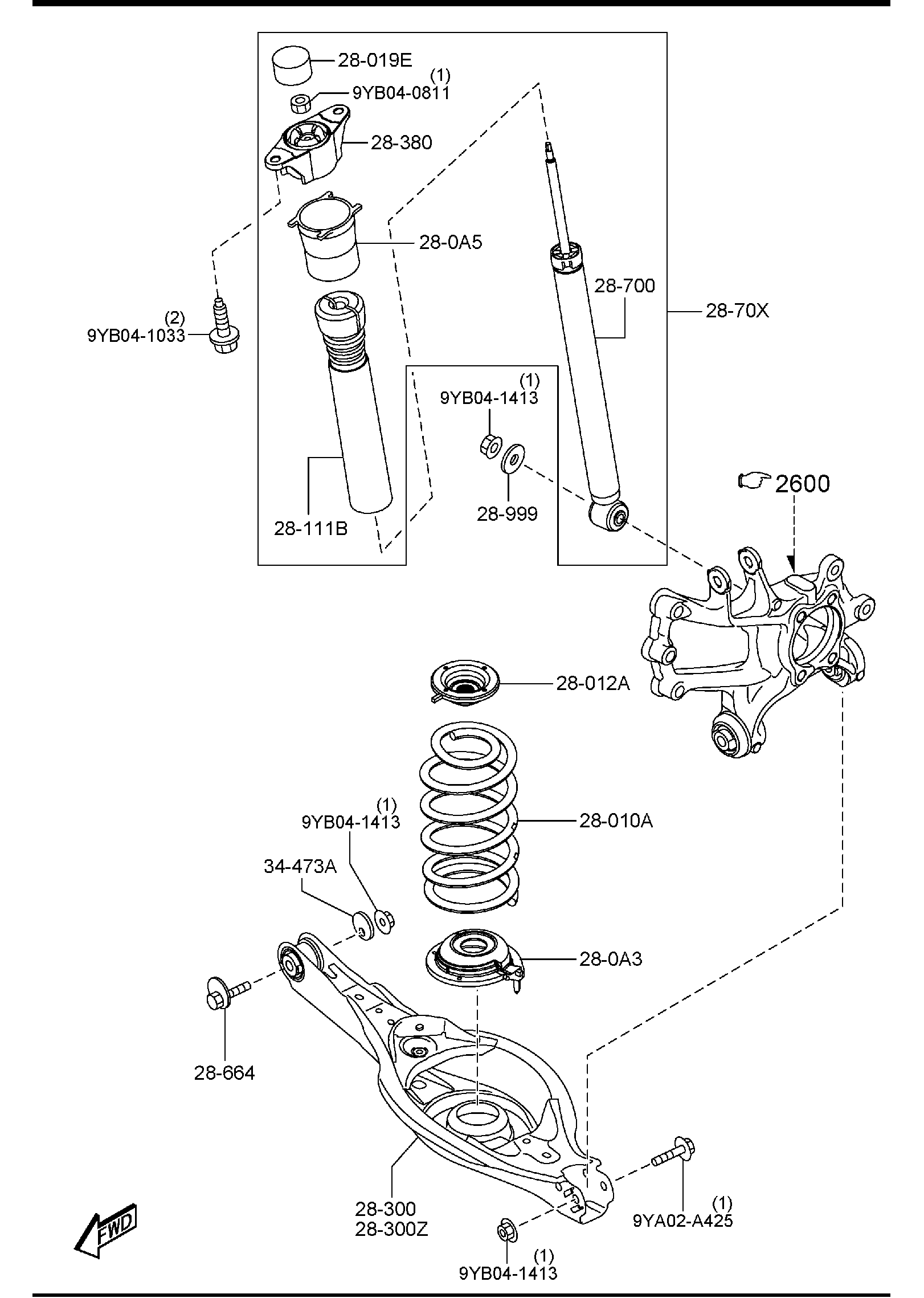 Diagram REAR SUSPENSION MECHANISMS for your 2015 Mazda MX-5 Miata   