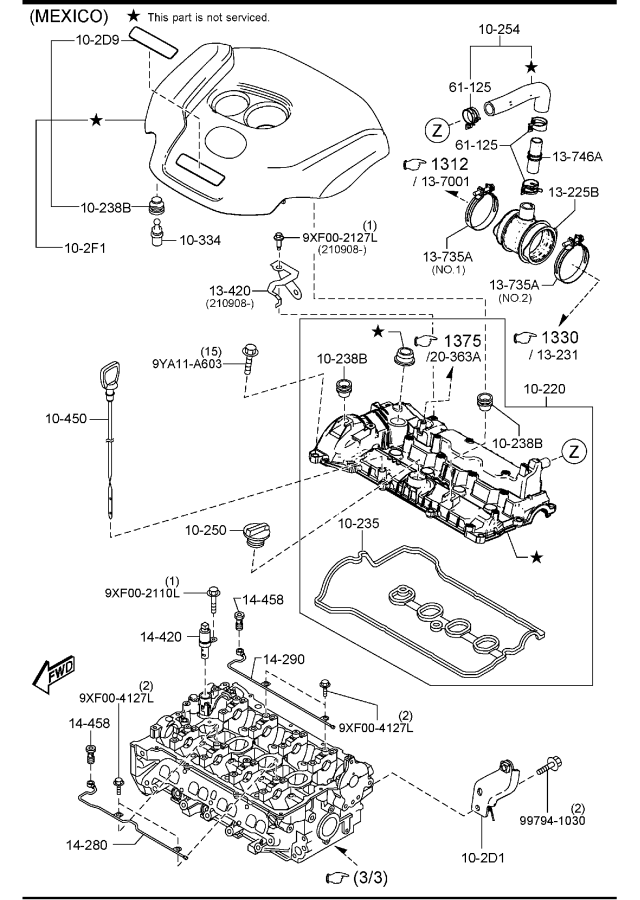 Diagram CYLINDER HEAD & COVER for your Mazda