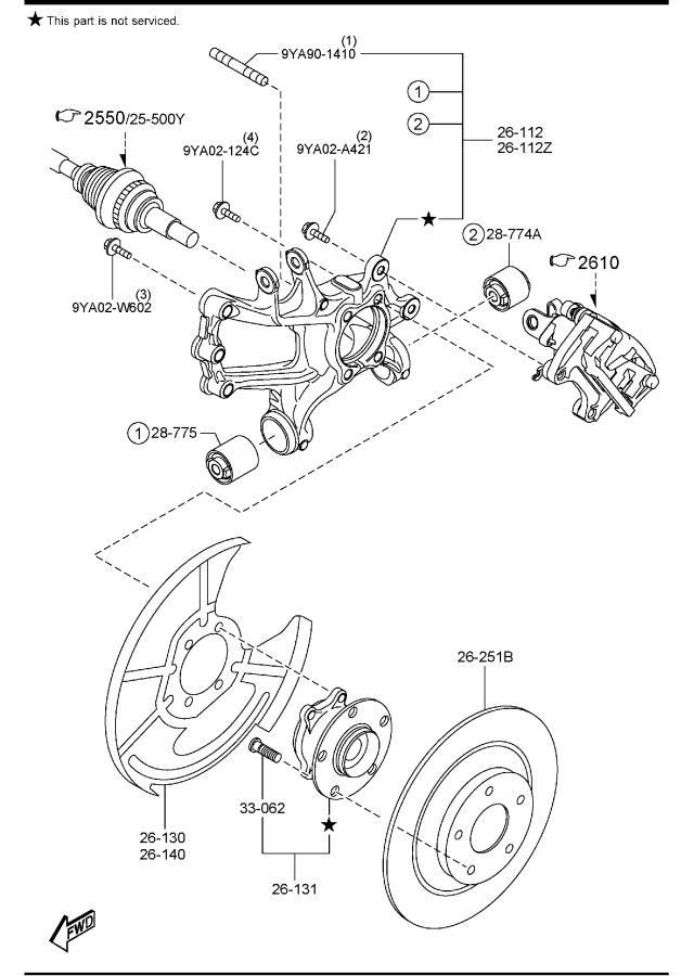 Diagram REAR AXLE (2WD) for your 2017 Mazda CX-9  BASE 