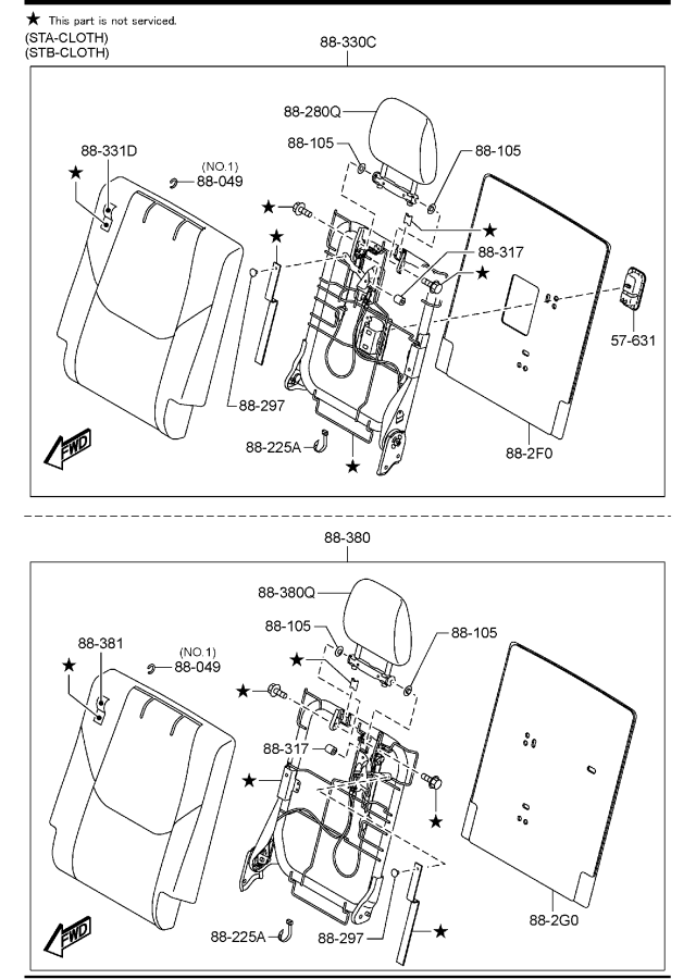 Diagram REAR NO.2 SEAT (U.S.A. & CANADA) for your 2023 Mazda CX-9   