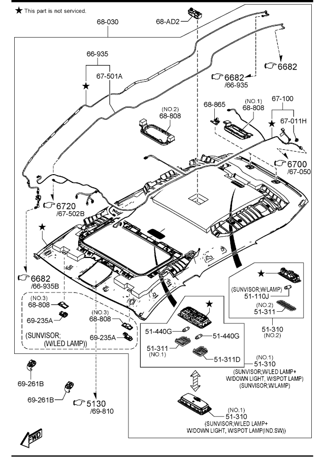 Diagram CEILING TRIMS for your 2014 Mazda Mazda5   