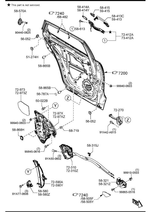 Diagram REAR DOOR MECHANISM for your Mazda CX-9  