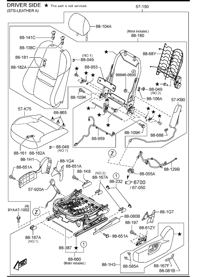 Diagram FRONT SEATS (MEXICO) for your 2007 Mazda Mazda3   