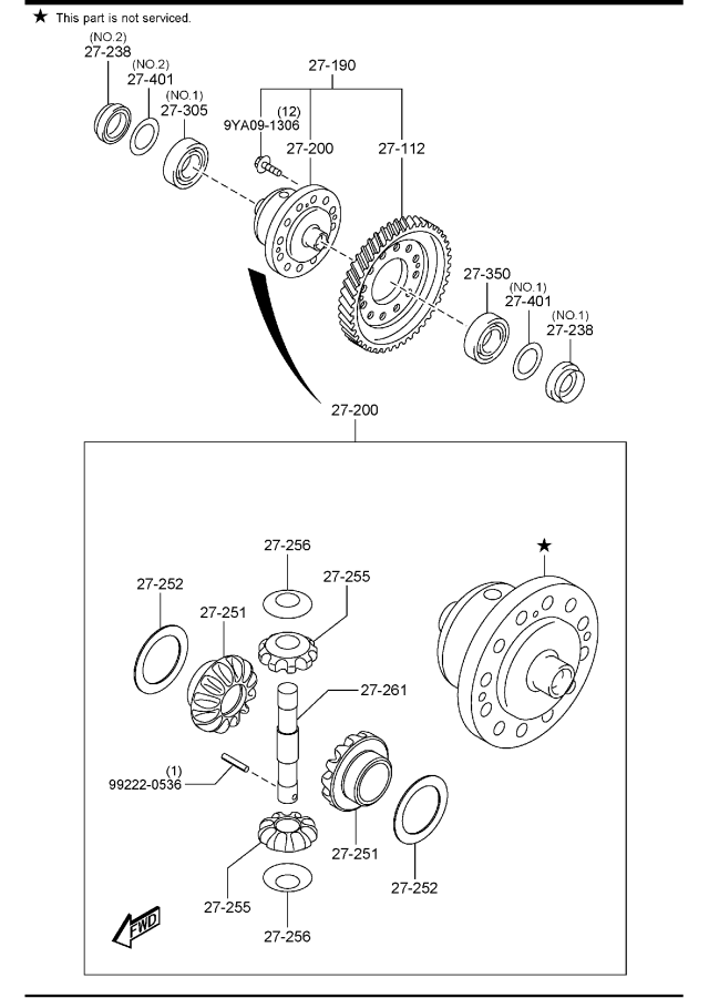 Diagram FRONT DIFFERENTIALS (4WD) for your 2000 Mazda 626   