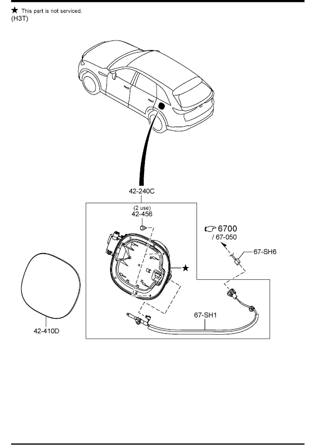 Diagram LID OPENER (FUEL & CHARGE LID) for your Mazda