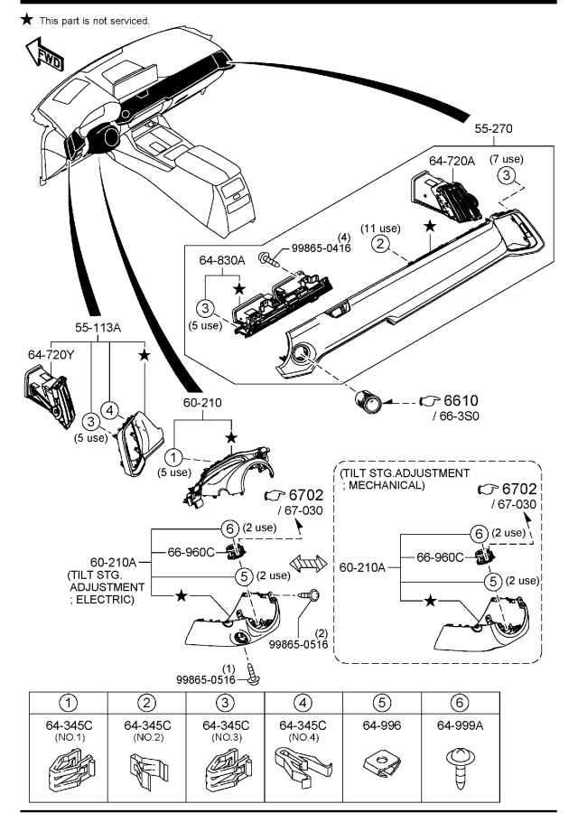 Diagram DASHBOARD EQUIPMENTS for your Mazda