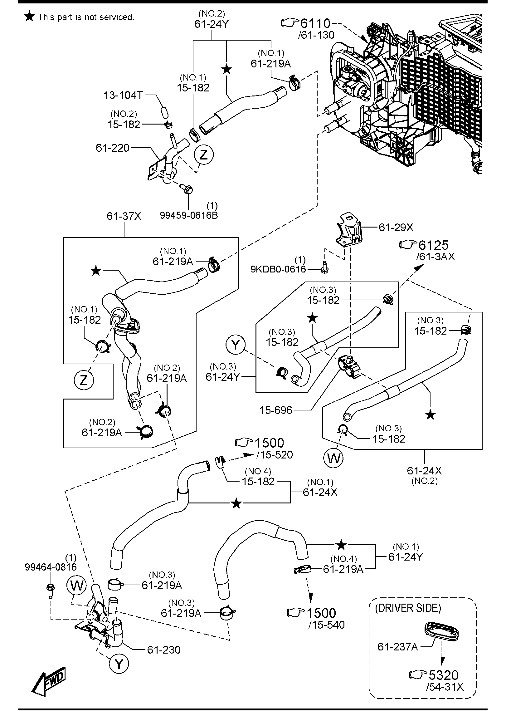 Diagram HEATER (PIPINGS & RELATED PARTS) (MHEV48) for your 2001 Mazda B4000   