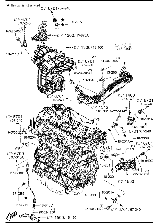 Diagram ENGINE SENSOR & POWERTRAIN CONTROL MODULE (W/TURBO) for your 2008 Mazda Mazda3  SEDAN I 