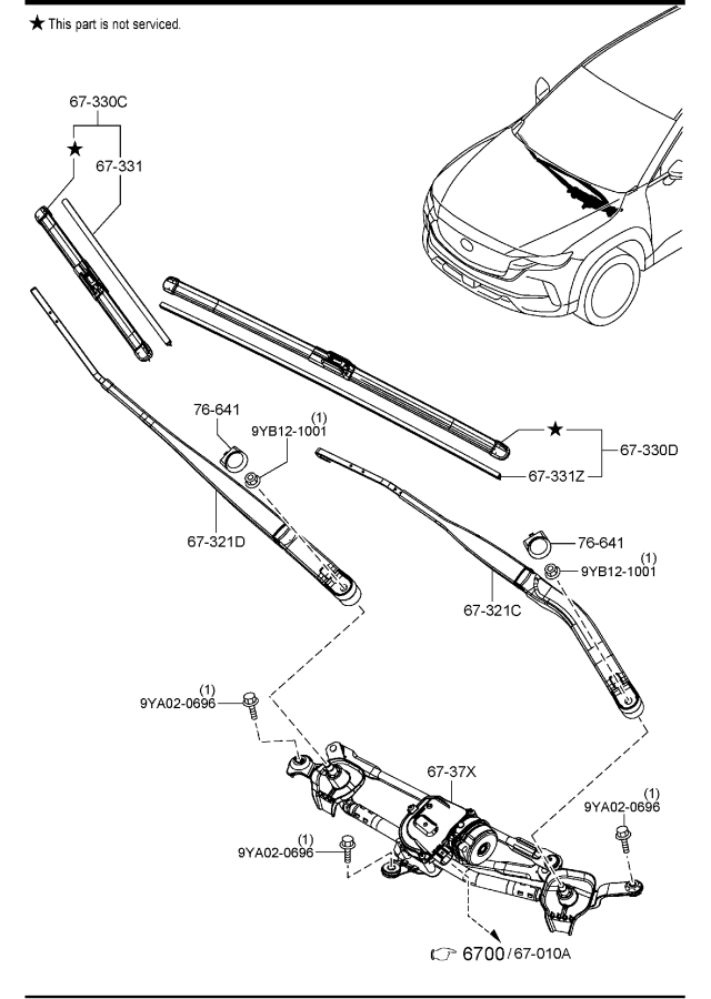 Diagram WINDSHIELD WIPERS for your 2015 Mazda Mazda3 2.0L MT 2WD SEDAN I SV 