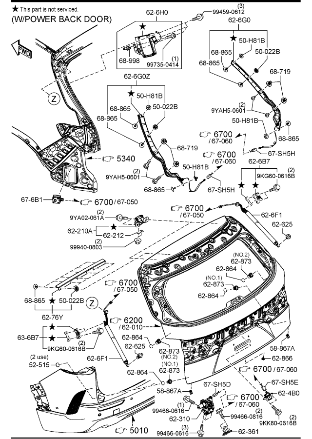 Diagram LIFT GATE MECHANISMS for your 2012 Mazda Mazda3  HATCHBACK SPEED3 