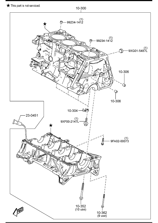 Diagram CYLINDER BLOCK (W/O TURBO) for your 2012 Mazda CX-9  Sport 