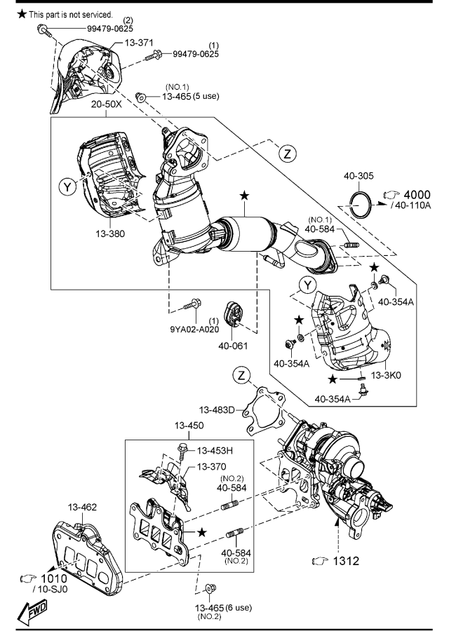 Diagram EXHAUST MANIFOLD (W/TURBO) for your 2014 Mazda CX-5  Touring 