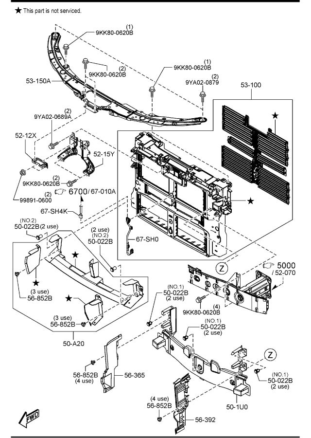 Diagram FRONT PANELS (U.S.A. & CANADA) for your 2019 Mazda Mazda6   