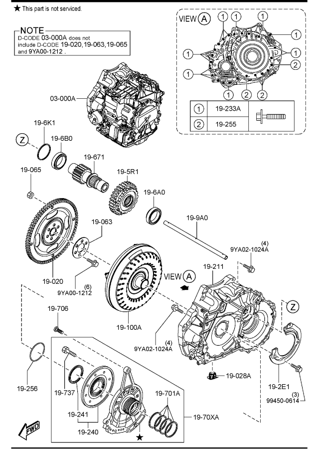 Diagram AUTOMATIC TRANSMISSION TORQUE CONVERTER, OIL PUMP & PIPINGS (W/O TURBO) for your Mazda