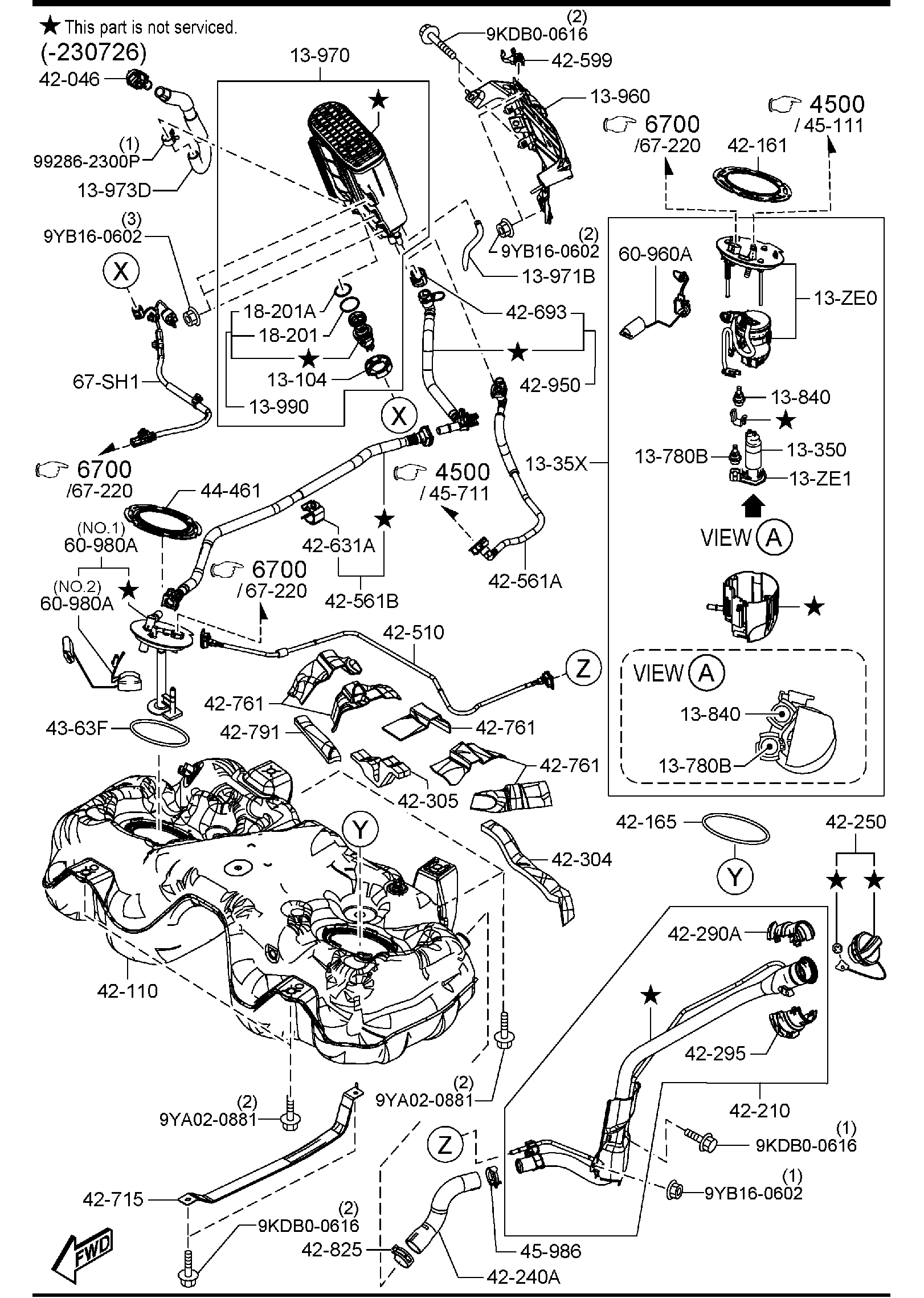 Diagram FUEL TANK (W/TURBO) for your Mazda