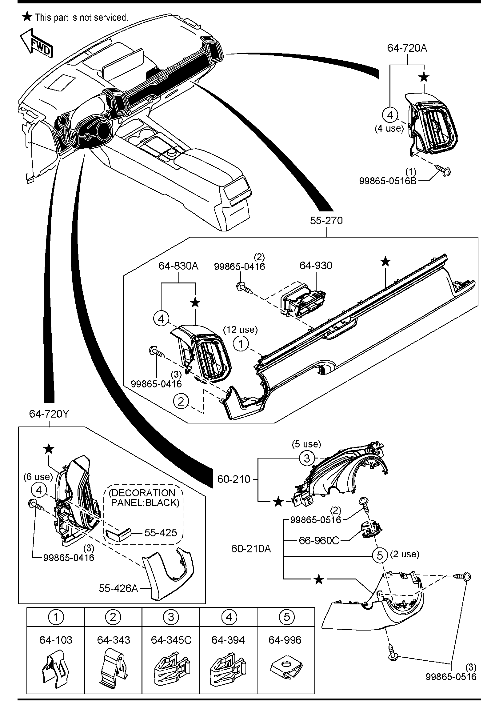 Diagram DASHBOARD EQUIPMENTS for your Mazda