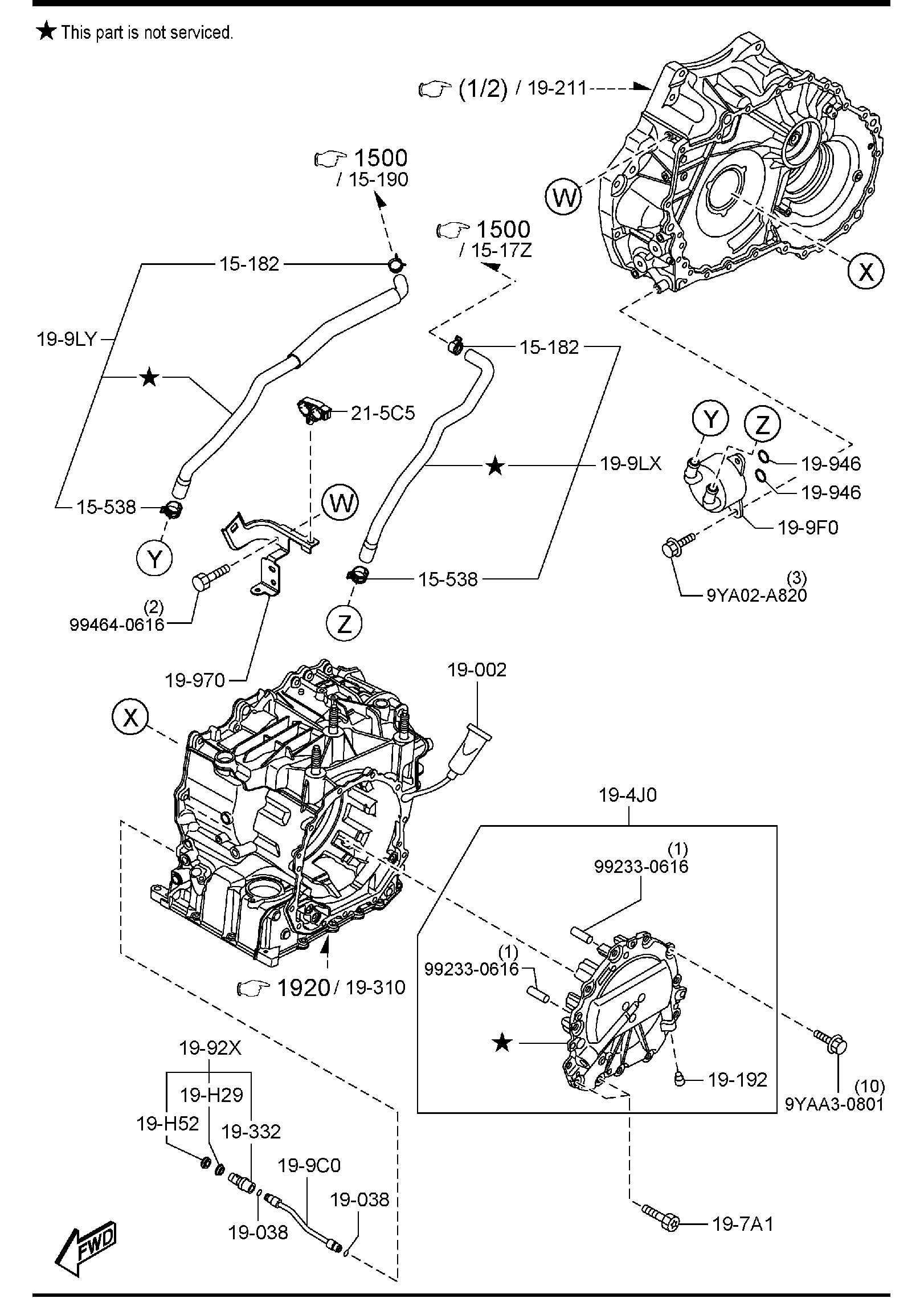 Diagram AUTOMATIC TRANSMISSION TORQUE CONVERTER, OIL PUMP & PIPINGS (W/O TURBO) for your Mazda