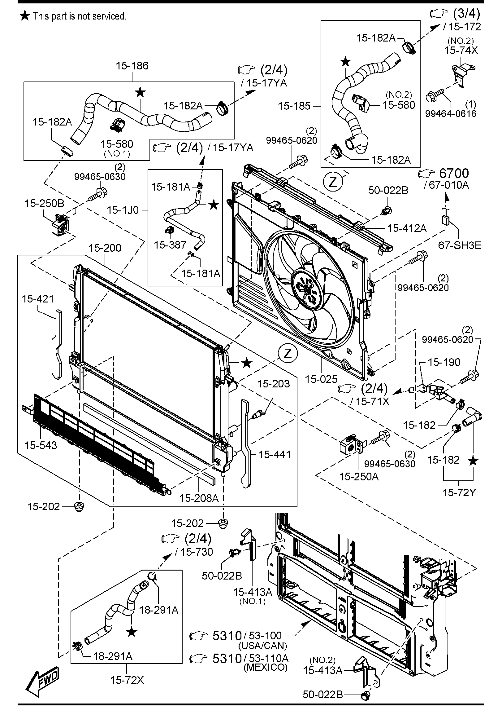 Diagram COOLING SYSTEM (W/TURBO) for your 2020 Mazda CX-3   