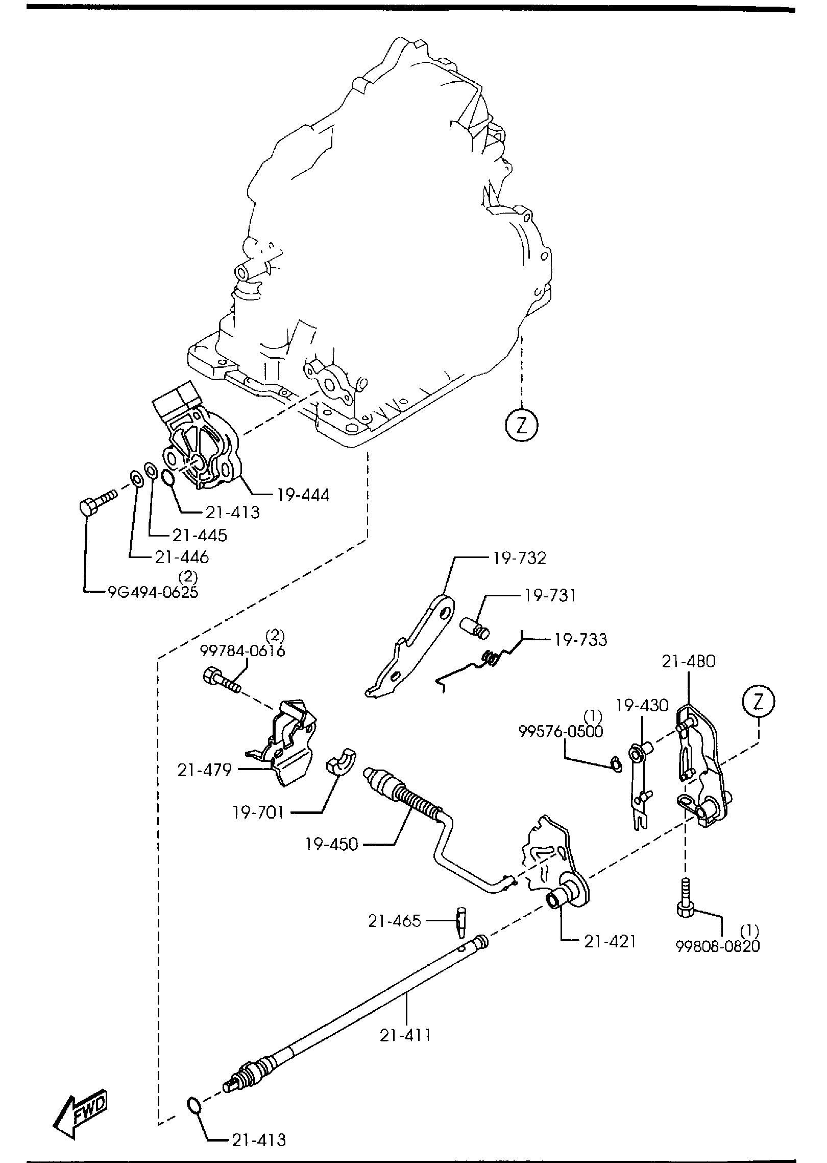Diagram AUTOMATIC TRANSMISSION MANUAL LINKAGE SYSTEM for your Mazda