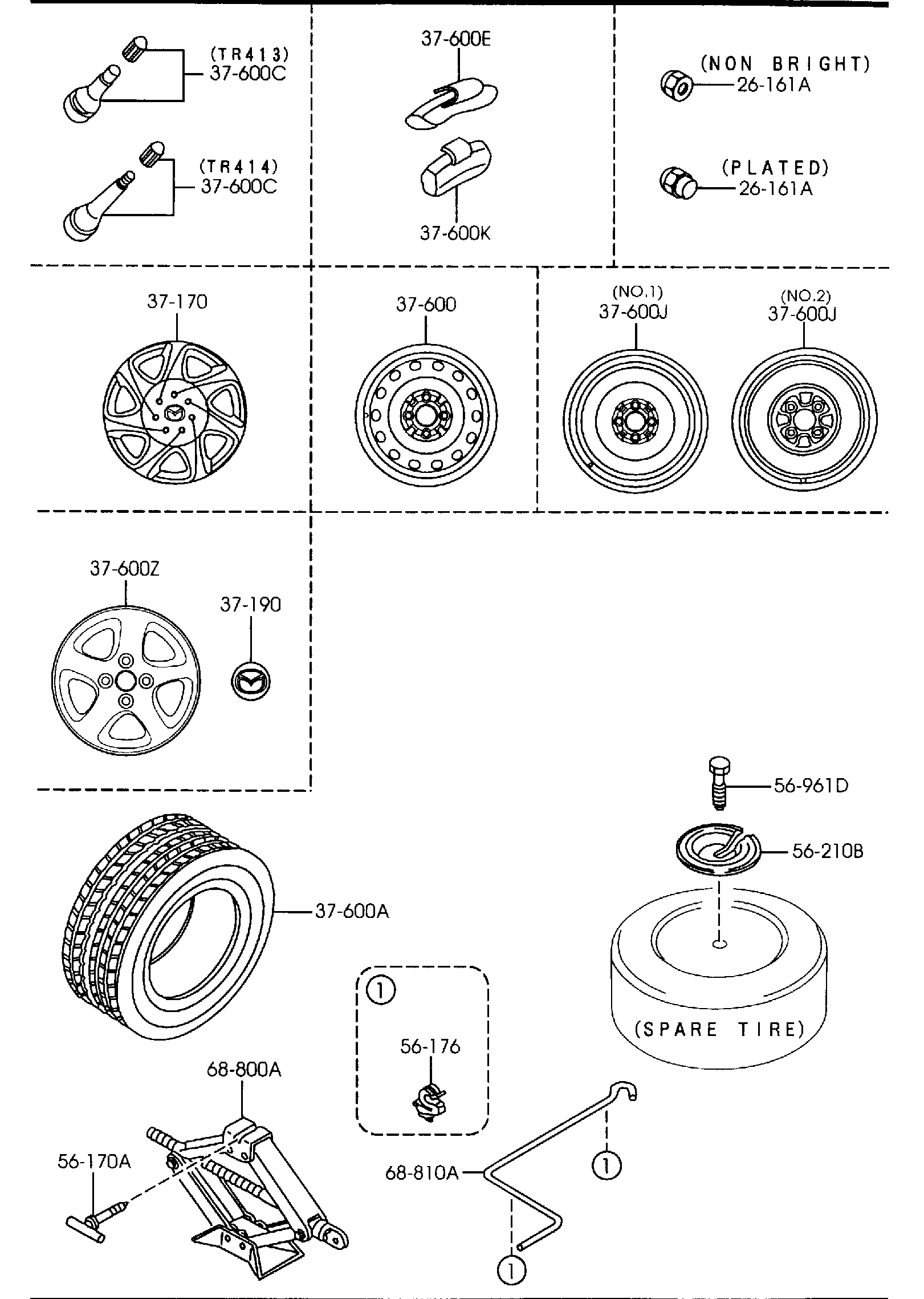 Diagram TIRES & JACK for your Mazda