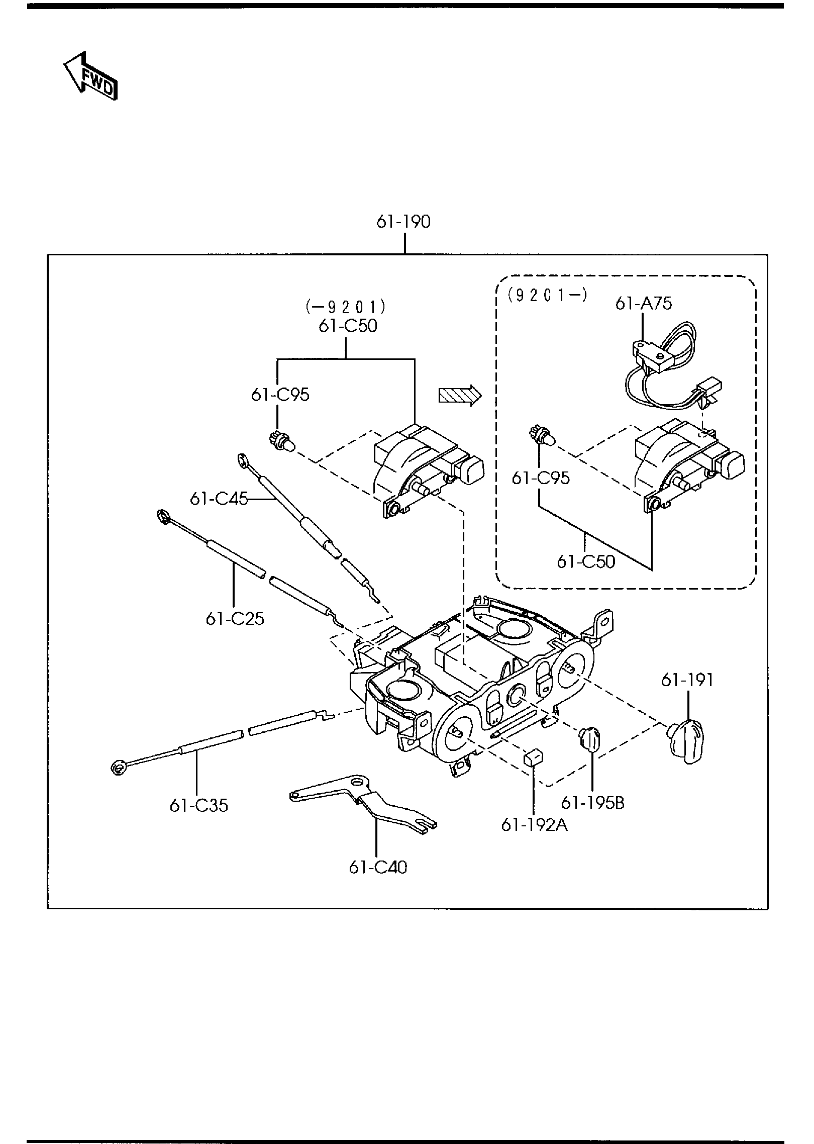 Diagram HEATER CONTROL COMPONENTS for your 2000 Mazda Protege   