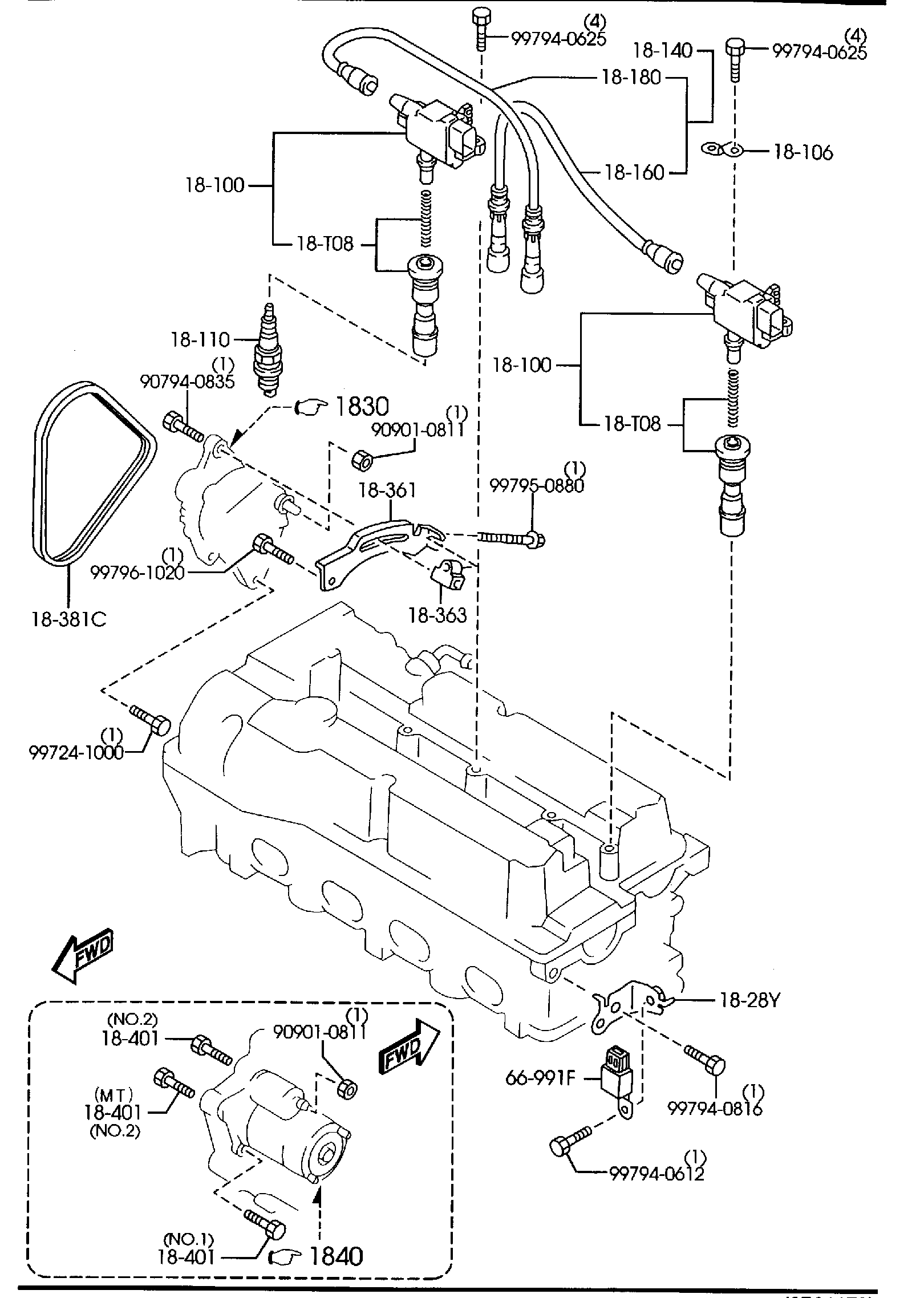 Diagram ENGINE ELECTRICAL SYSTEM (1600CC) for your Mazda Protege  