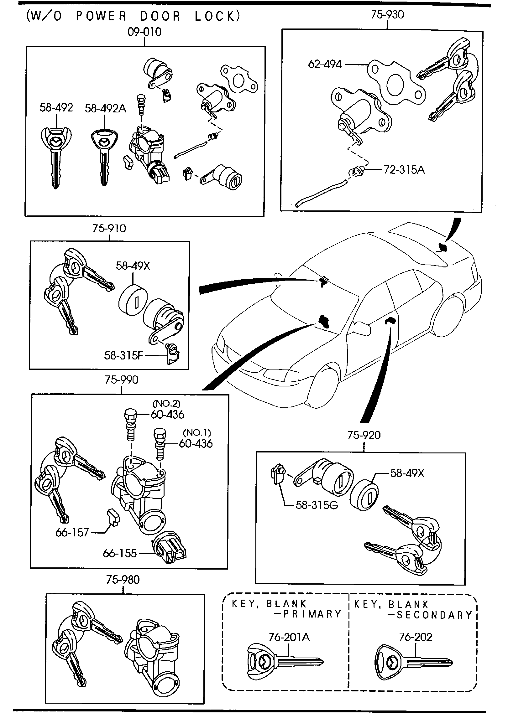 Diagram KEY SETS for your 1993 Mazda 323 1.8L MT SEDAN DX 