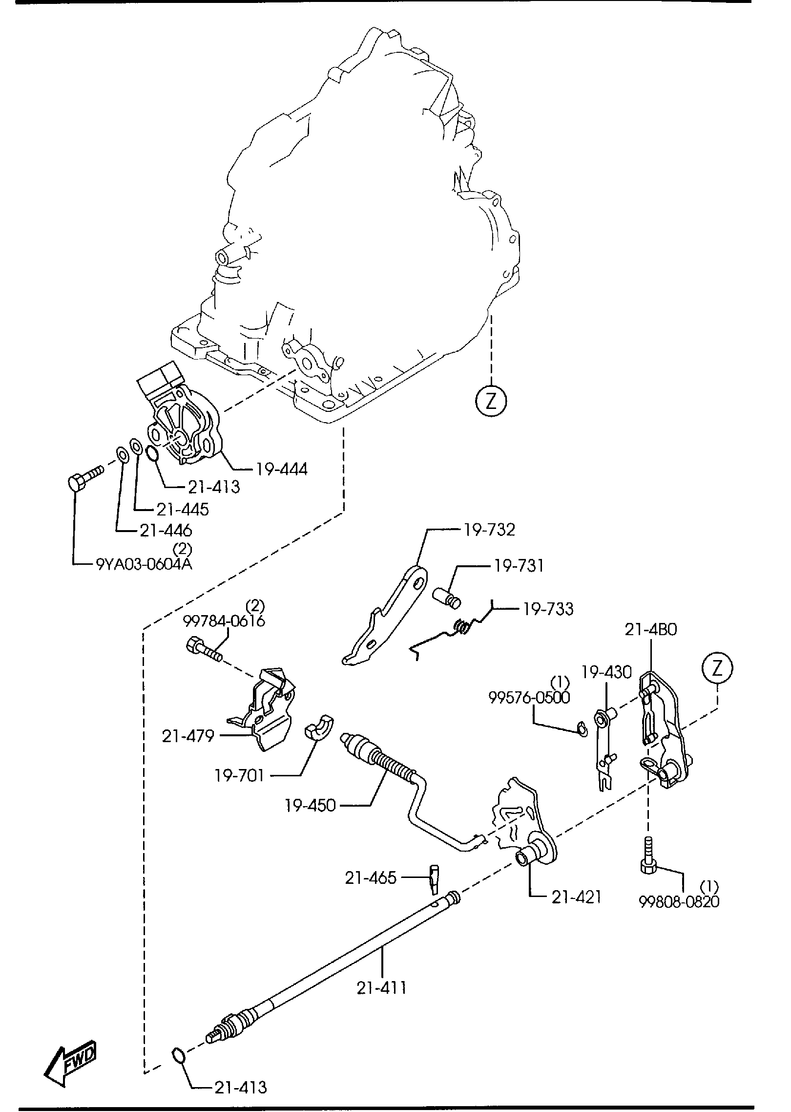 Diagram AUTOMATIC TRANSMISSION MANUAL LINKAGE SYSTEM for your Mazda
