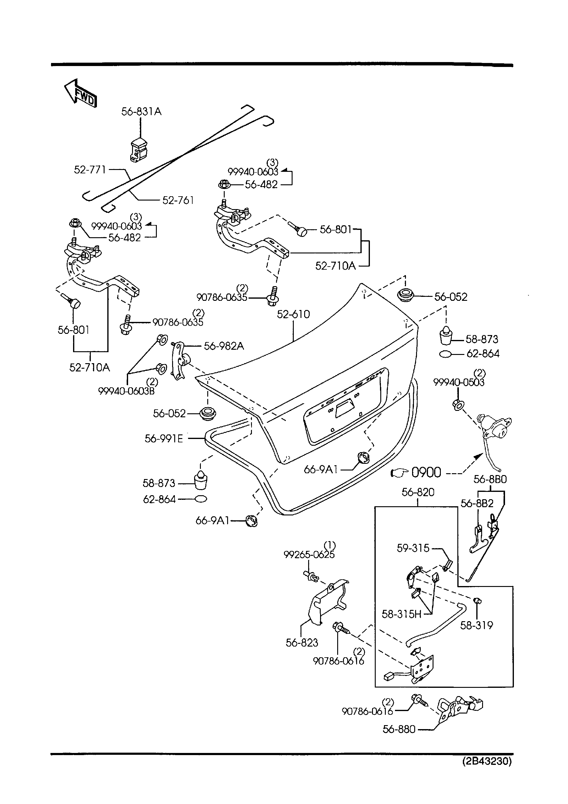 Diagram TRUNK LID for your 2017 Mazda Mazda3 2.0L AT 2WD SEDAN TOURING (VIN Begins: JM1) 