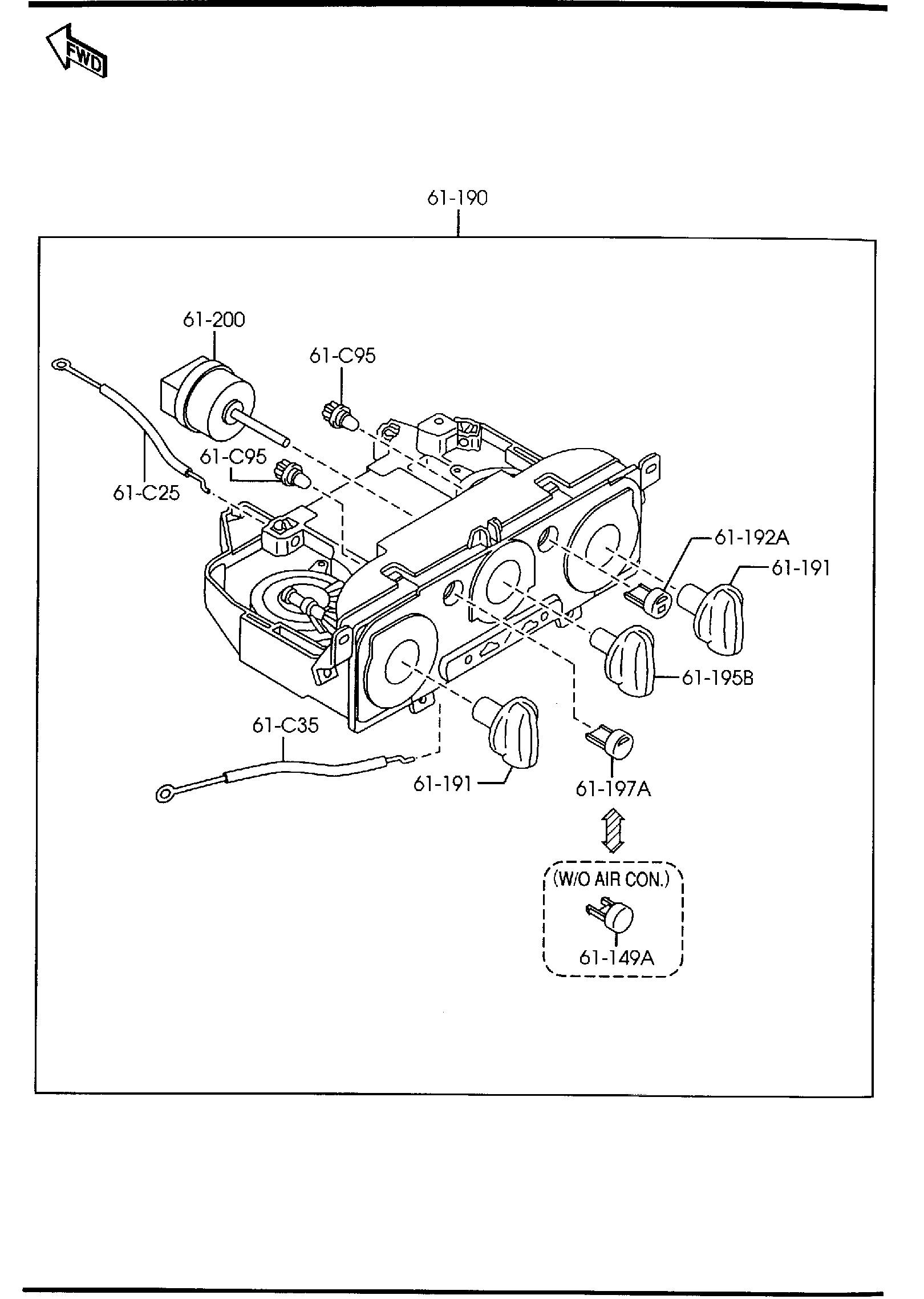 Diagram HEATER CONTROL COMPONENTS for your 1993 Mazda 323  SEDAN DX 