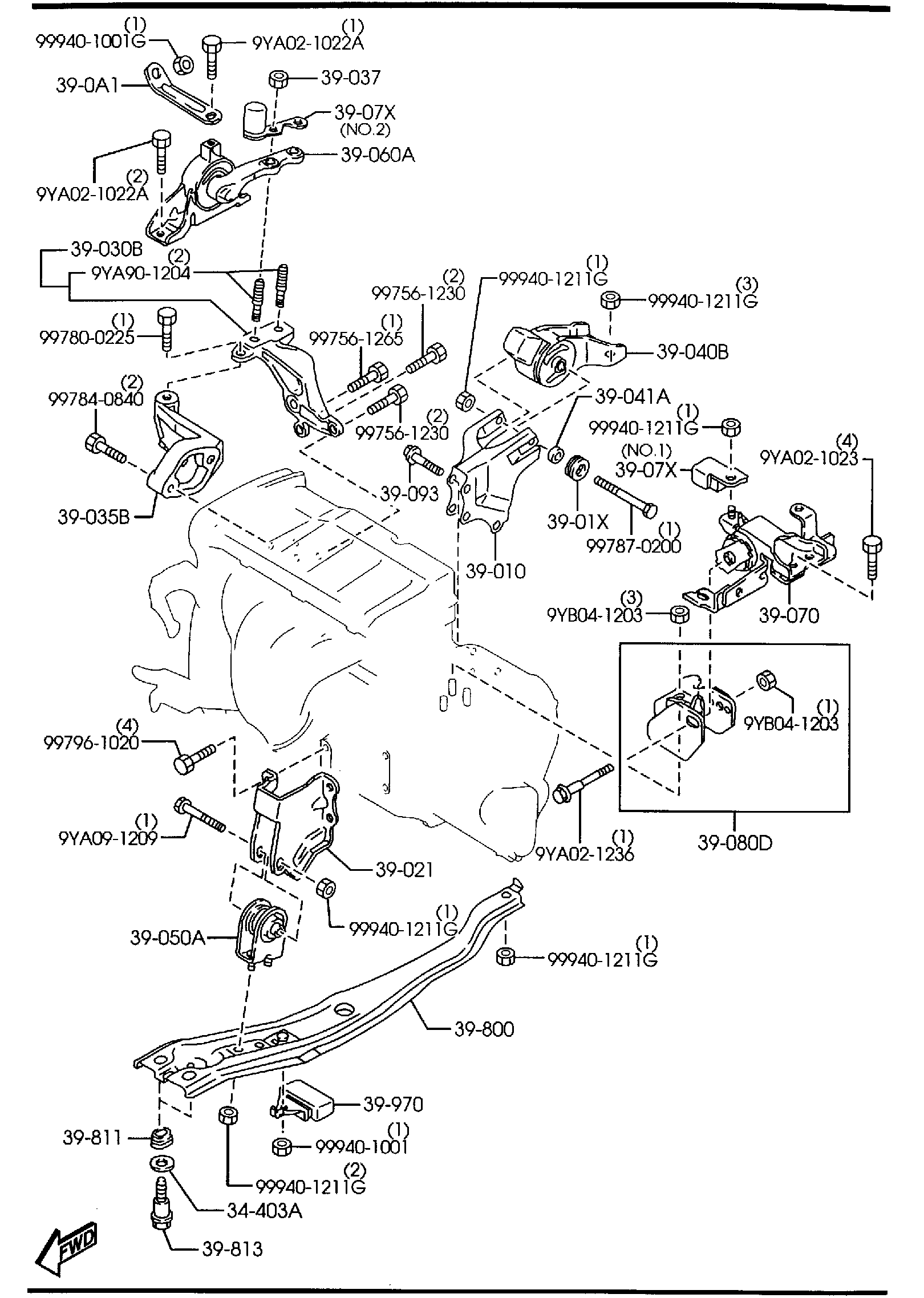 Diagram ENGINE & TRANSMISSION MOUNTINGS (MANUAL TRANSMISSION) (1600CC) for your 2018 Mazda Mazda6   