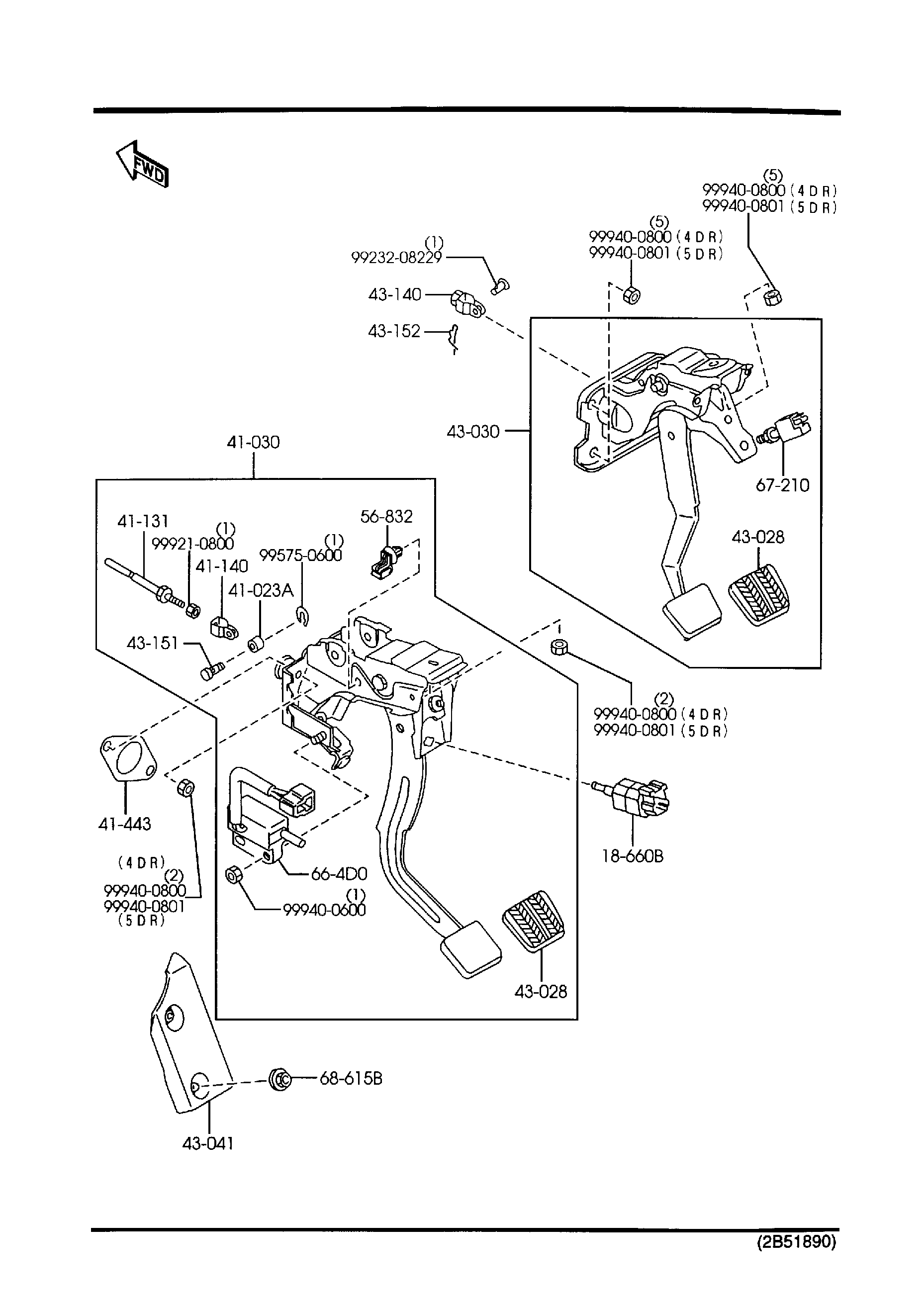 Diagram CLUTCH & BRAKE PEDALS (MANUAL TRANSMISSION) for your 2016 Mazda Mazda3   