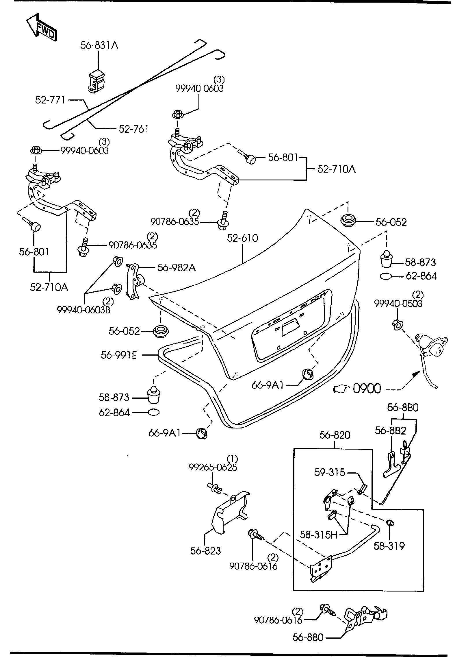 Diagram TRUNK LID (4-DOOR) for your 2013 Mazda Mazda5   