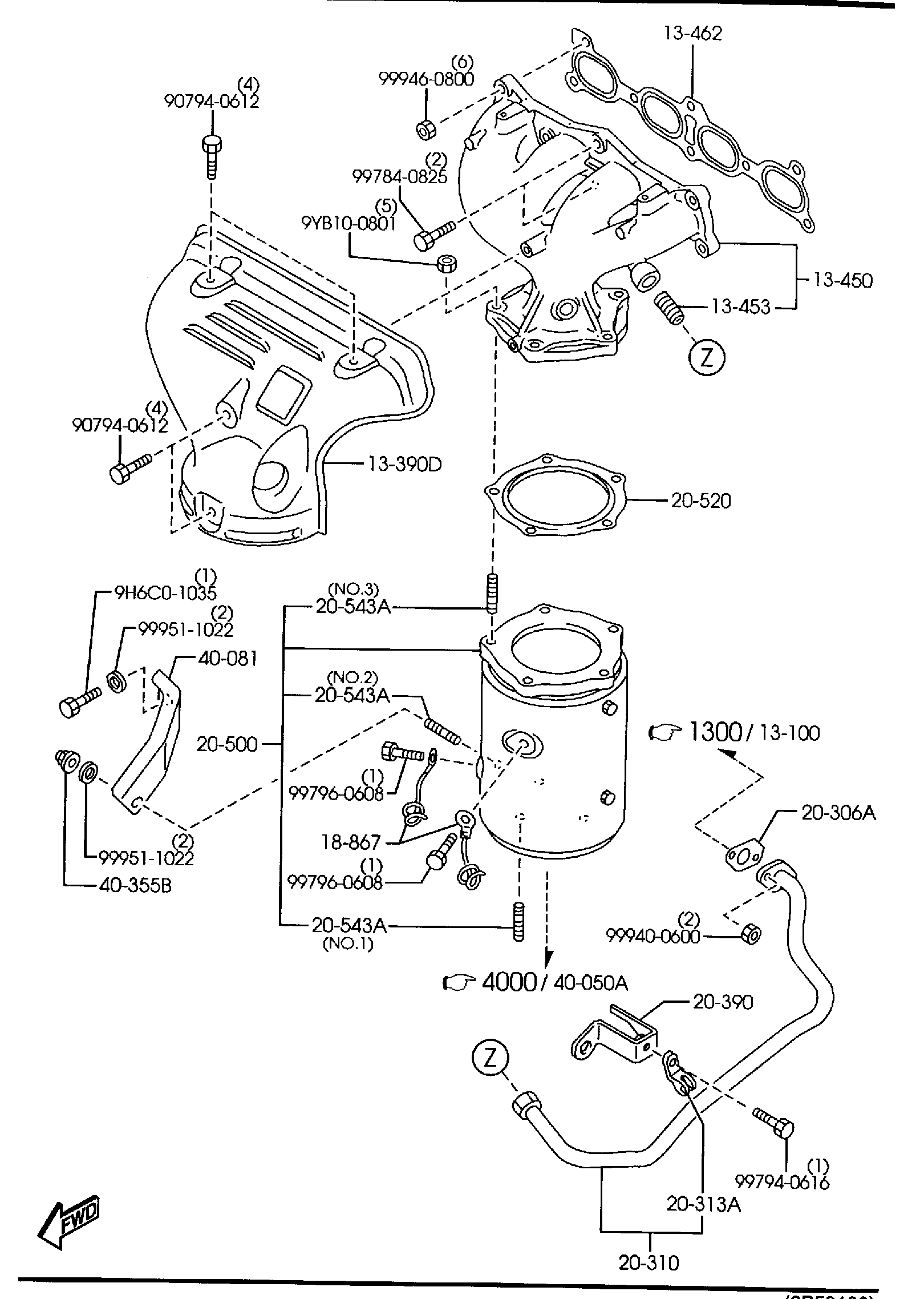 Diagram EXHAUST MANIFOLD (1600CC) for your 2005 Mazda Mazda3  SEDAN BASE 