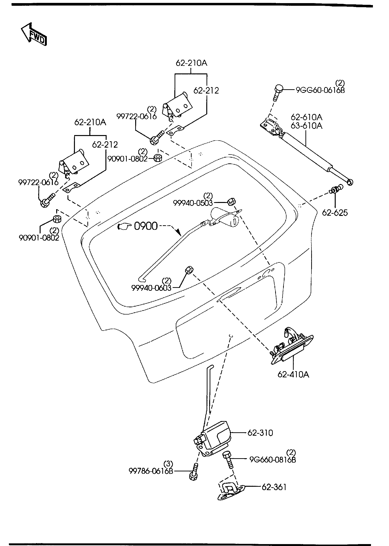 Diagram LIFT GATE MECHANISMS (5-DOOR) for your Mazda