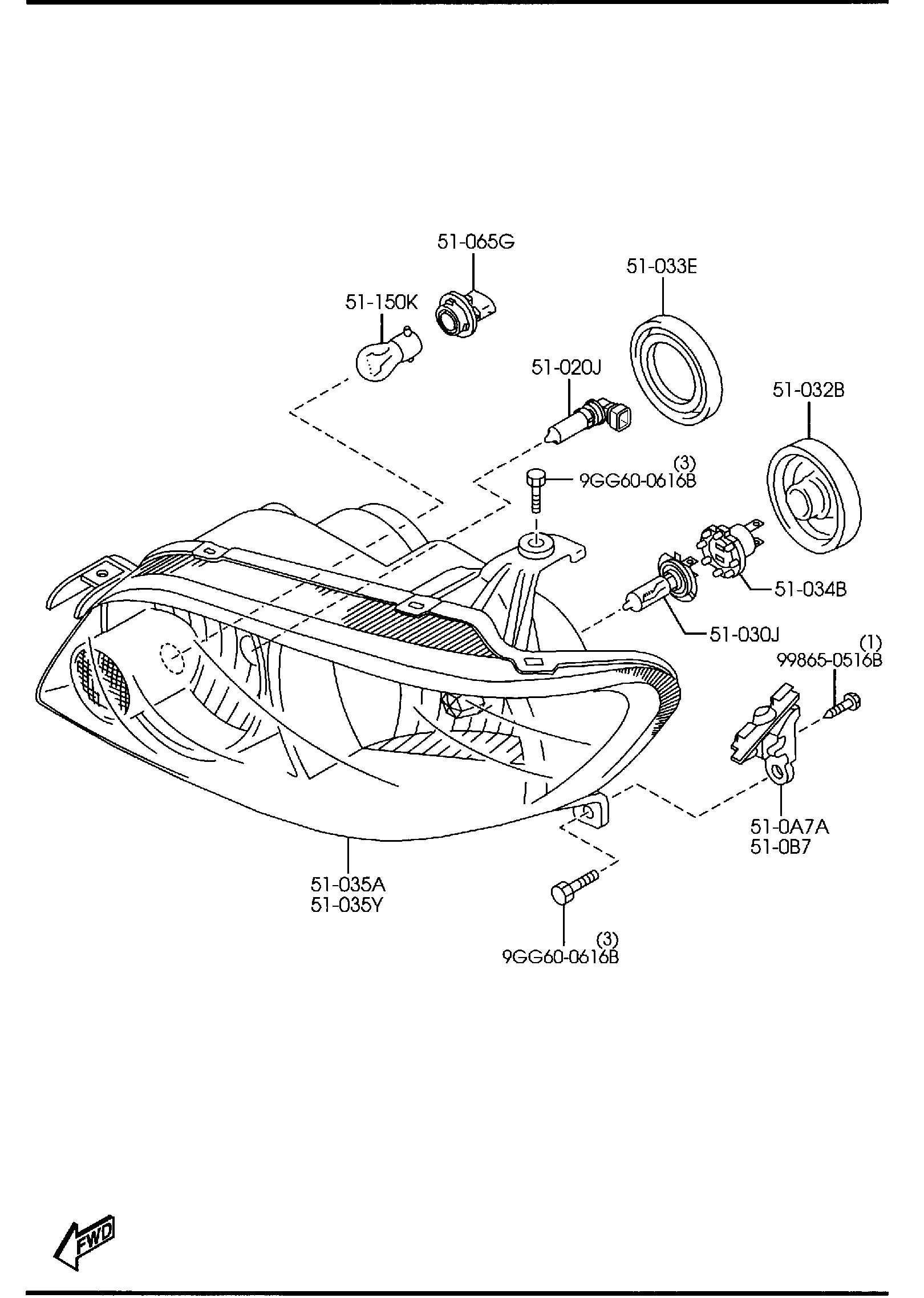 Diagram HEAD LAMPS (5-DOOR) for your Mazda