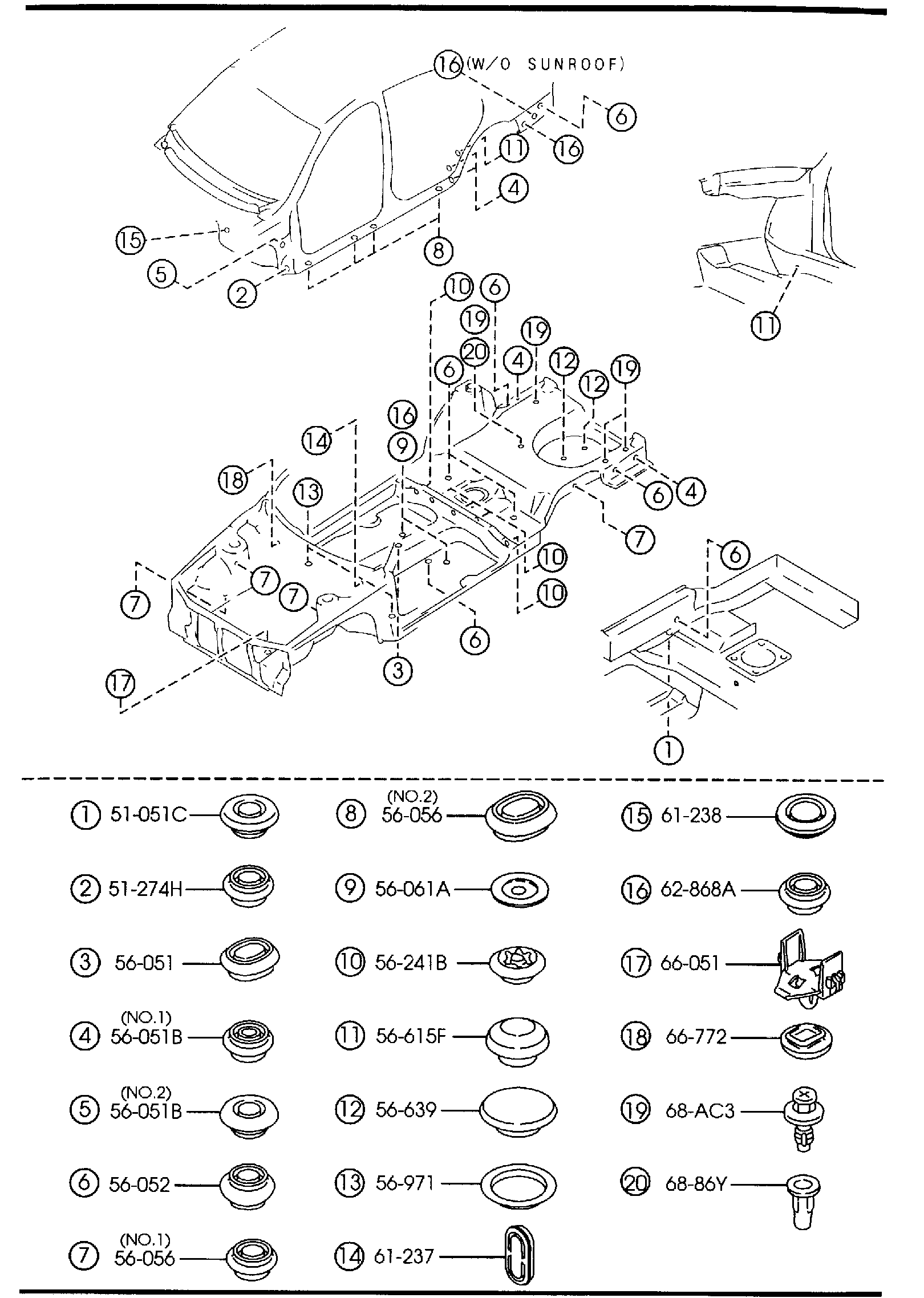 Diagram FLOOR ATTACHMENT (HOLE COVERS) (5-DOOR) for your 2007 Mazda Mazda6  HATCHBACK GRAND TOURING 