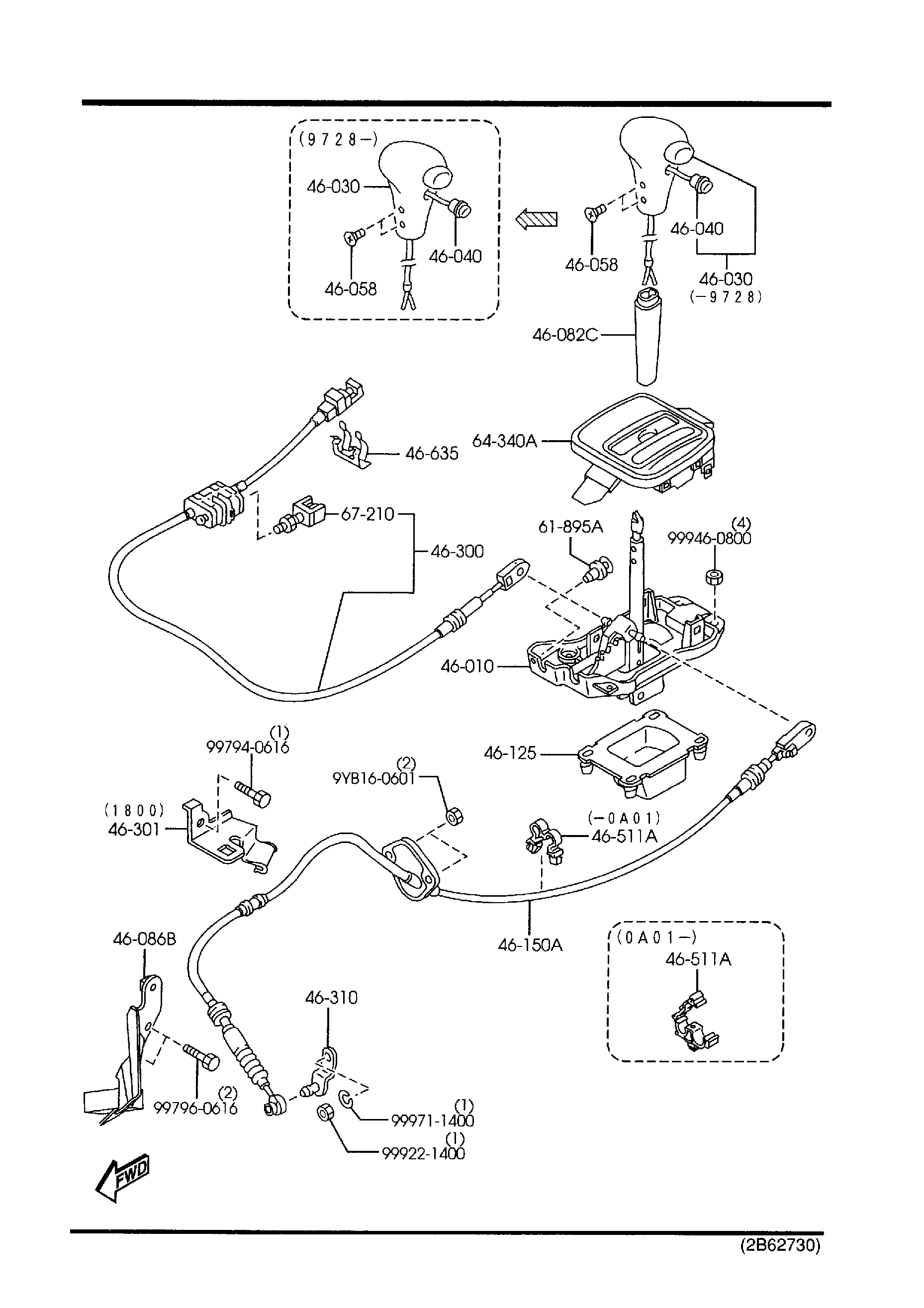 Diagram CHANGE CONTROL SYSTEM (AUTOMATIC TRANSMISSION) for your 2000 Mazda Protege   