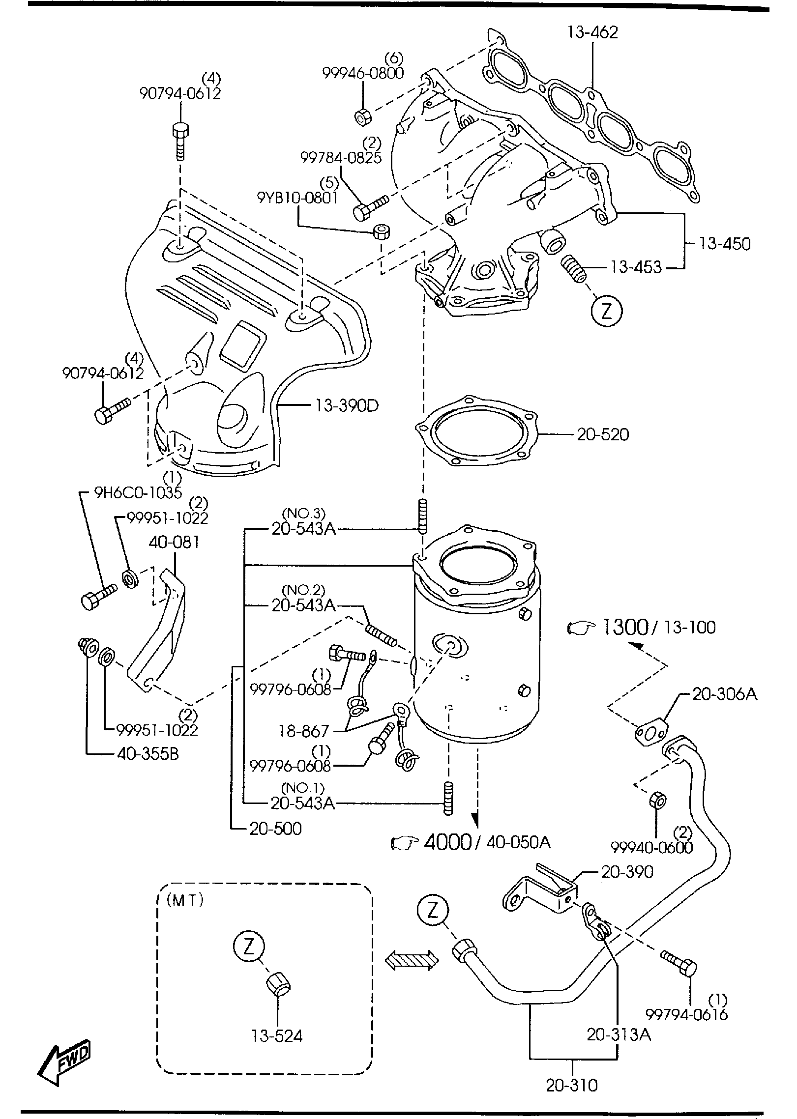 Diagram EXHAUST MANIFOLD (1600CC) for your 2005 Mazda Mazda3  SEDAN BASE 
