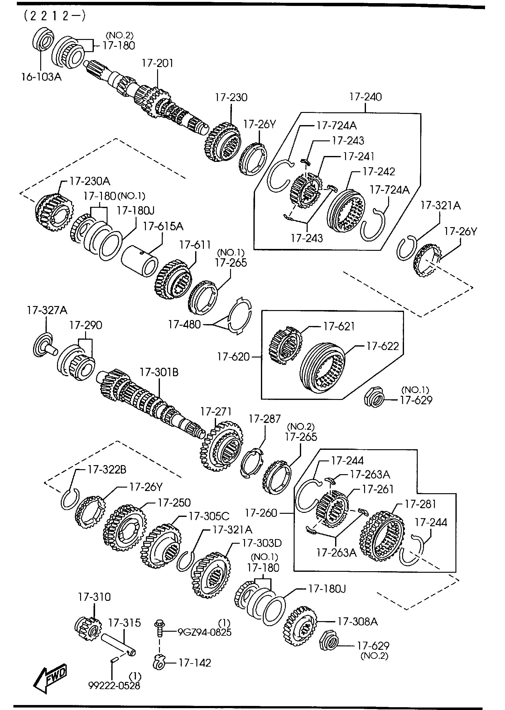 Diagram MANUAL TRANSMISSION GEARS (2000CC) for your Mazda