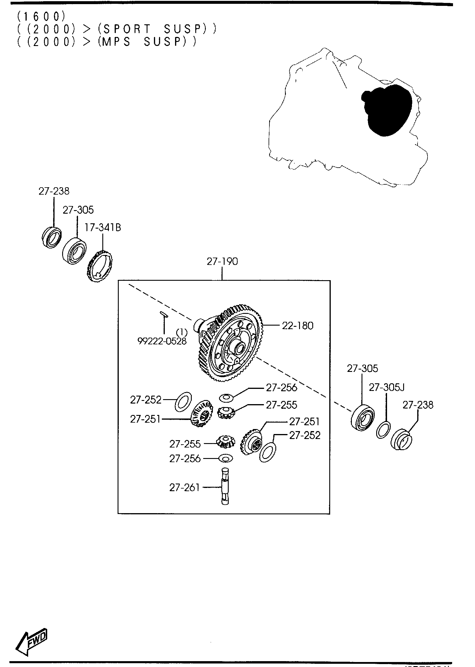 Diagram FRONT DIFFERENTIALS (MT) for your 2001 Mazda Protege   