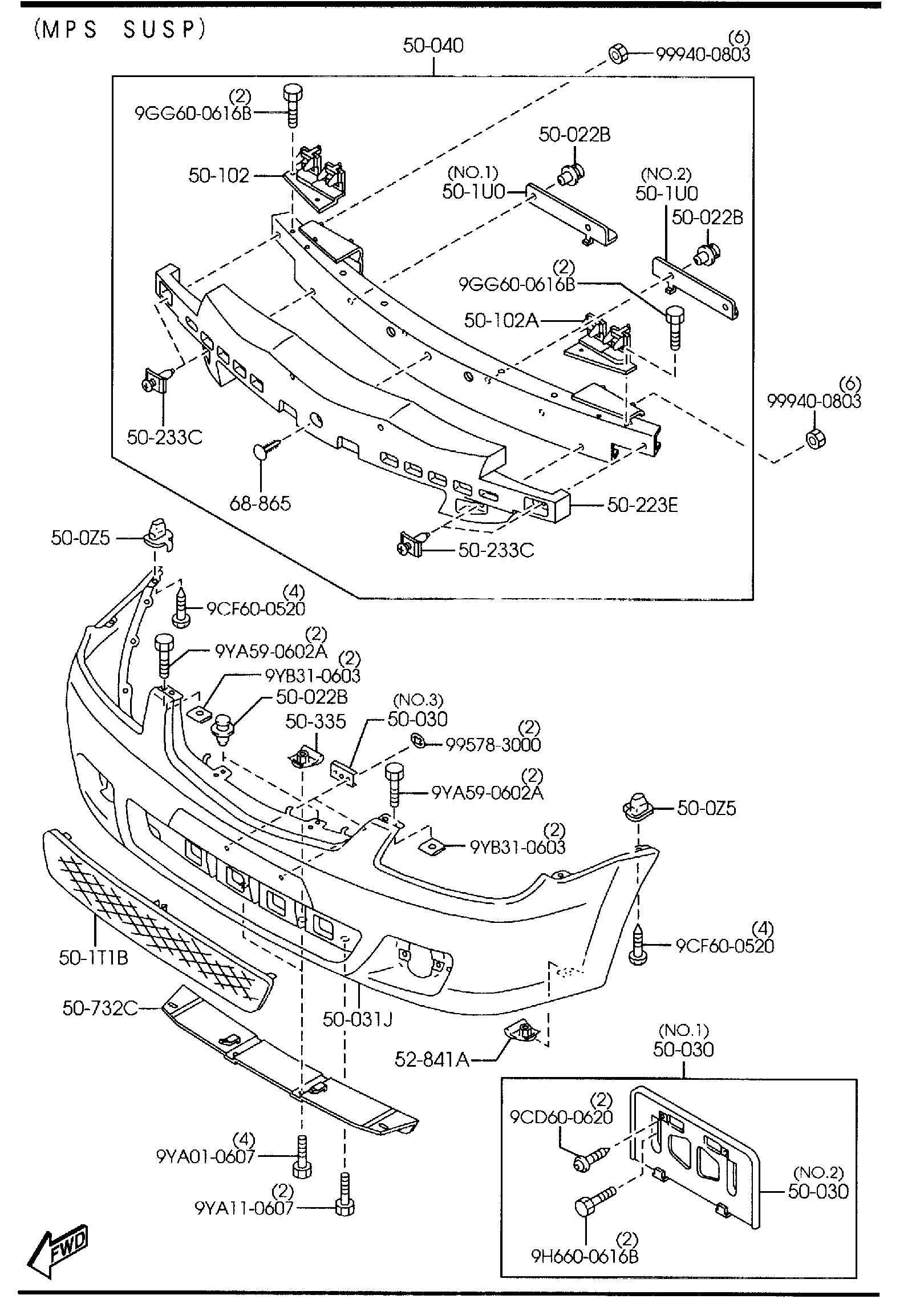 Diagram FRONT BUMPER (4-DOOR) for your 2009 Mazda Mazda3  HATCHBACK SPEED3 