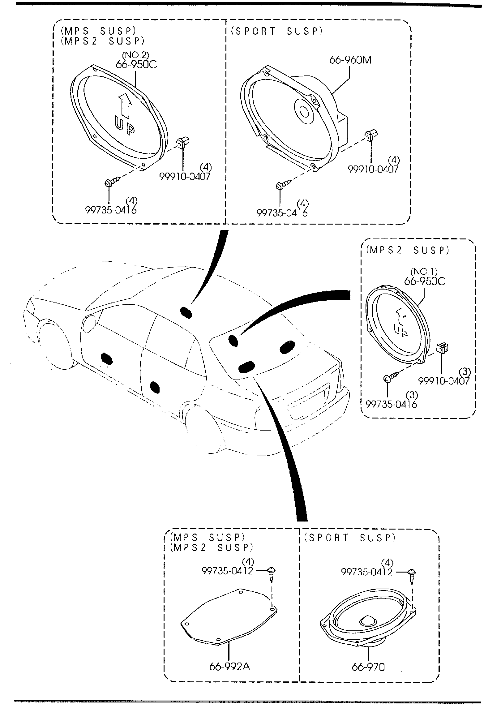 Diagram AUDIO SYSTEMS (ANTENNA & SPEAKER) (4-DOOR) for your 2021 Mazda Mazda6   