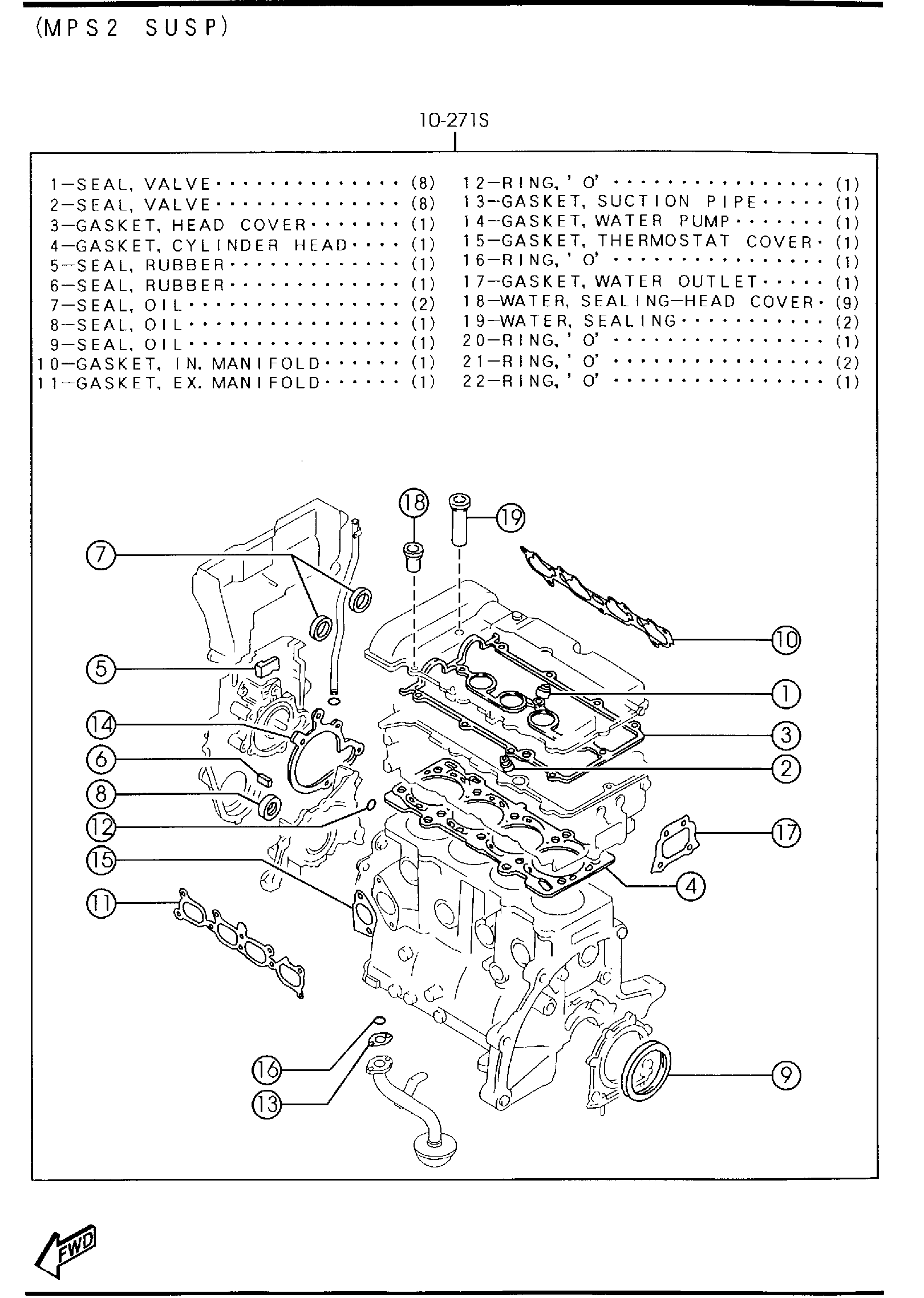Diagram ENGINE GASKET SETS (2000CC) for your 2021 Mazda Mazda3 2.0L AT 2WD SEDAN BASE (VIN Begins: JM1) 