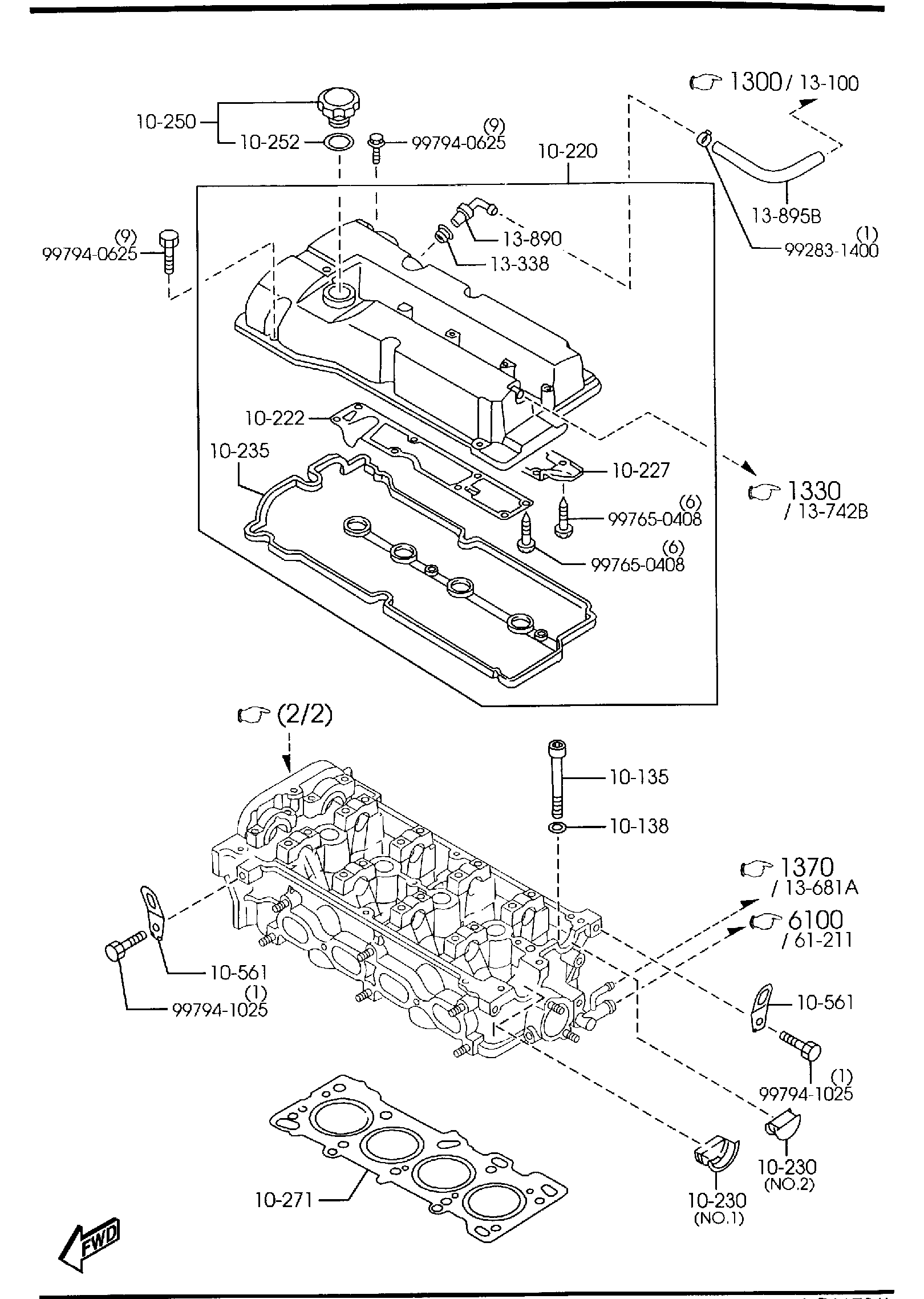 Diagram CYLINDER HEAD & COVER (1600CC) for your 2003 Mazda Tribute   