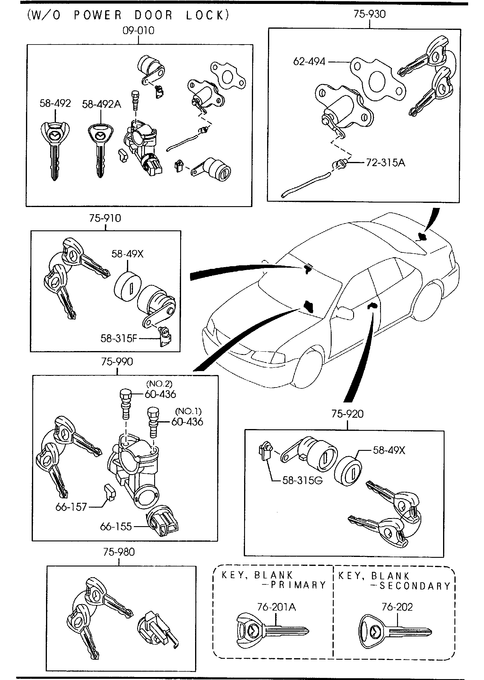 Diagram KEY SETS for your 1993 Mazda 323 1.8L MT SEDAN DX 