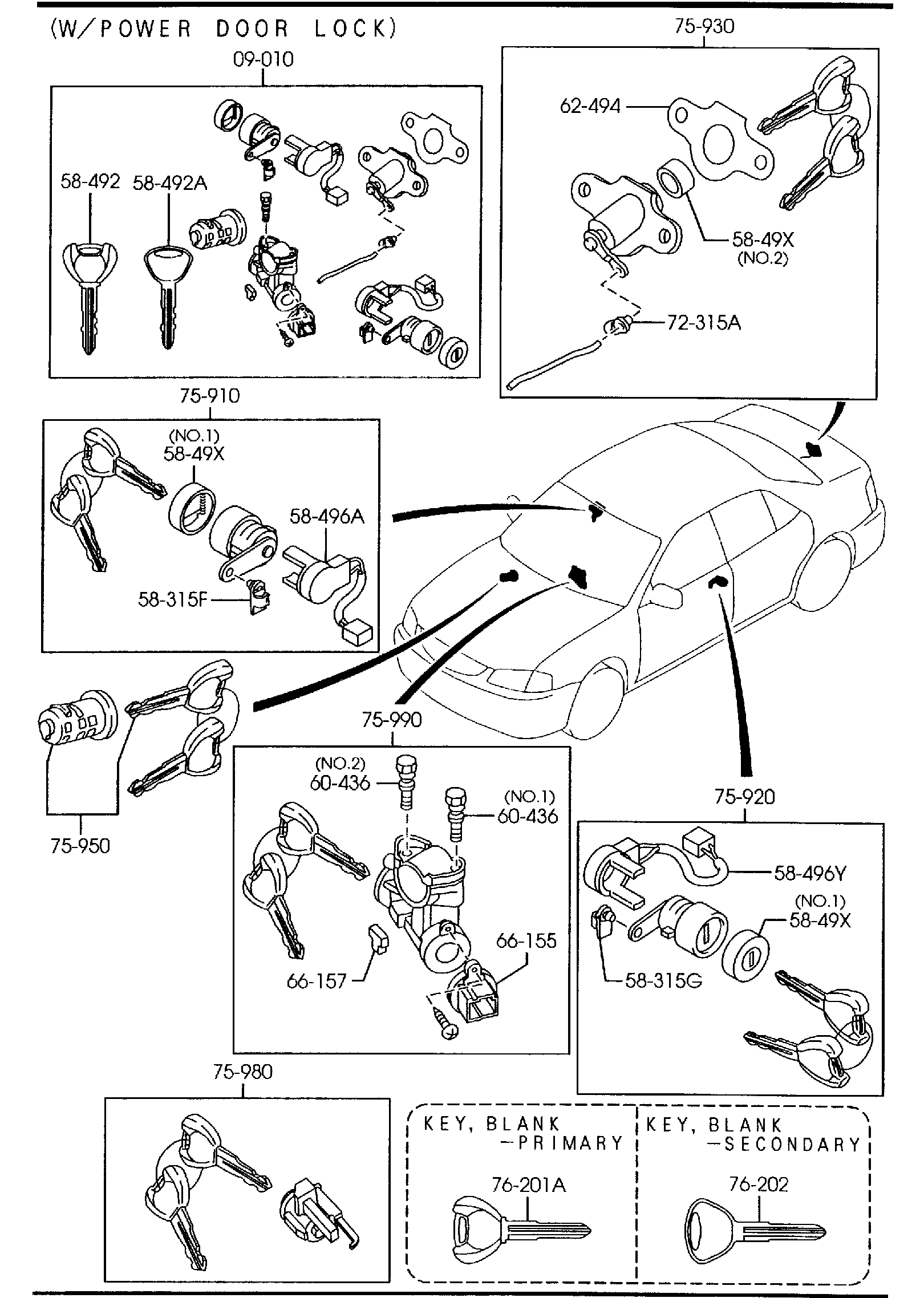 Diagram KEY SETS (4-DOOR) for your 2011 Mazda Mazda2   