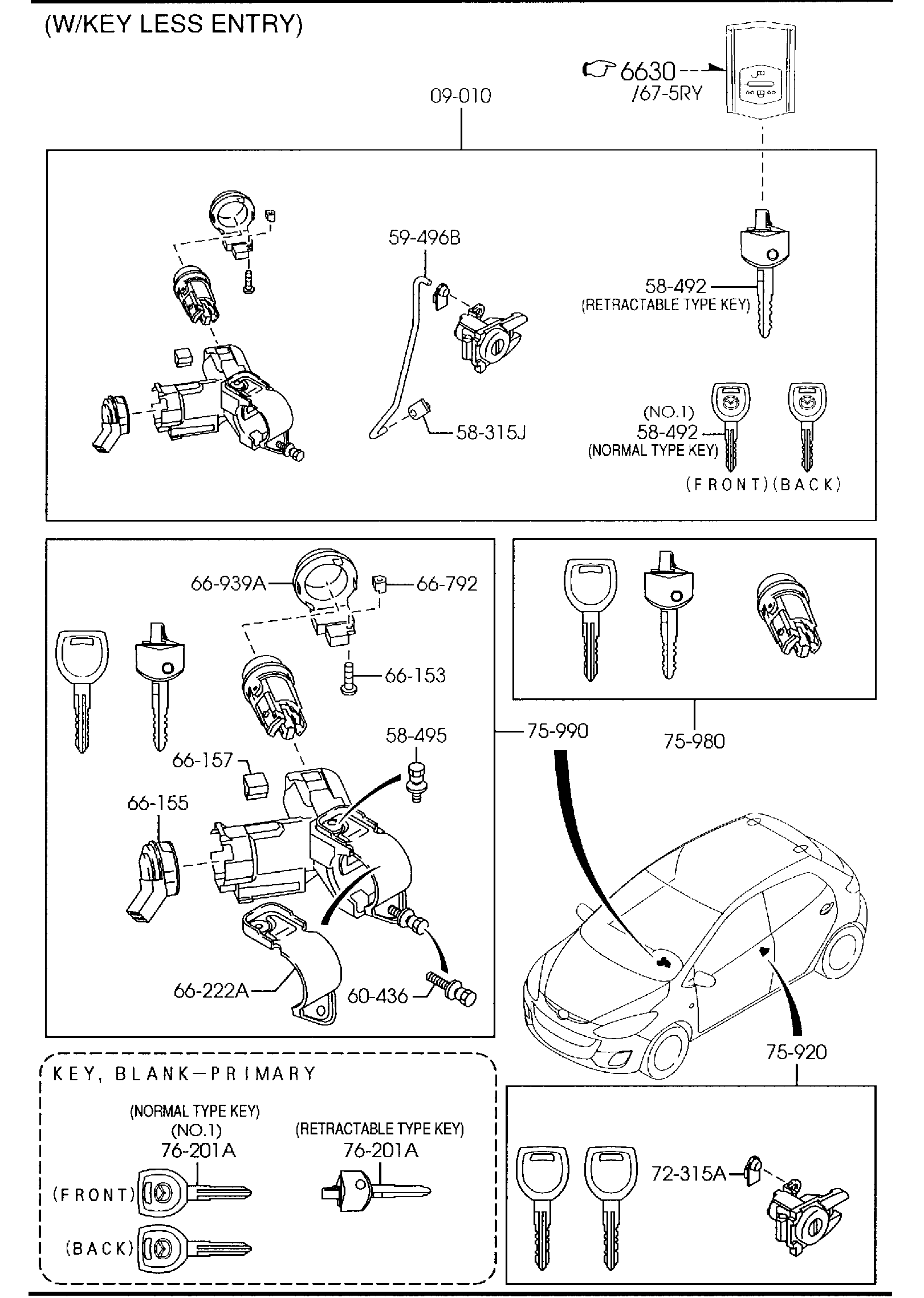 Diagram KEY SETS (MT) for your 2010 Mazda CX-9 3.7L AT 4WD Touring 